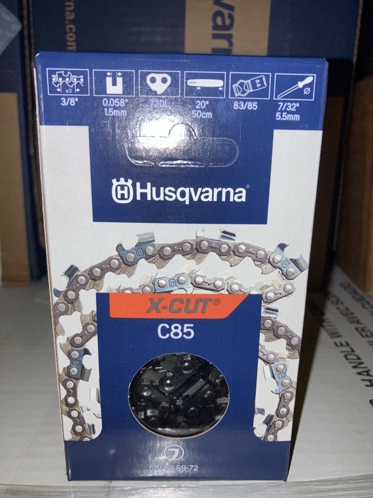Husqvarna NEW OEM X-CUT XCUT CHAINSAW CHAIN C85 3/8 .058" 72DL 20" # 581626972