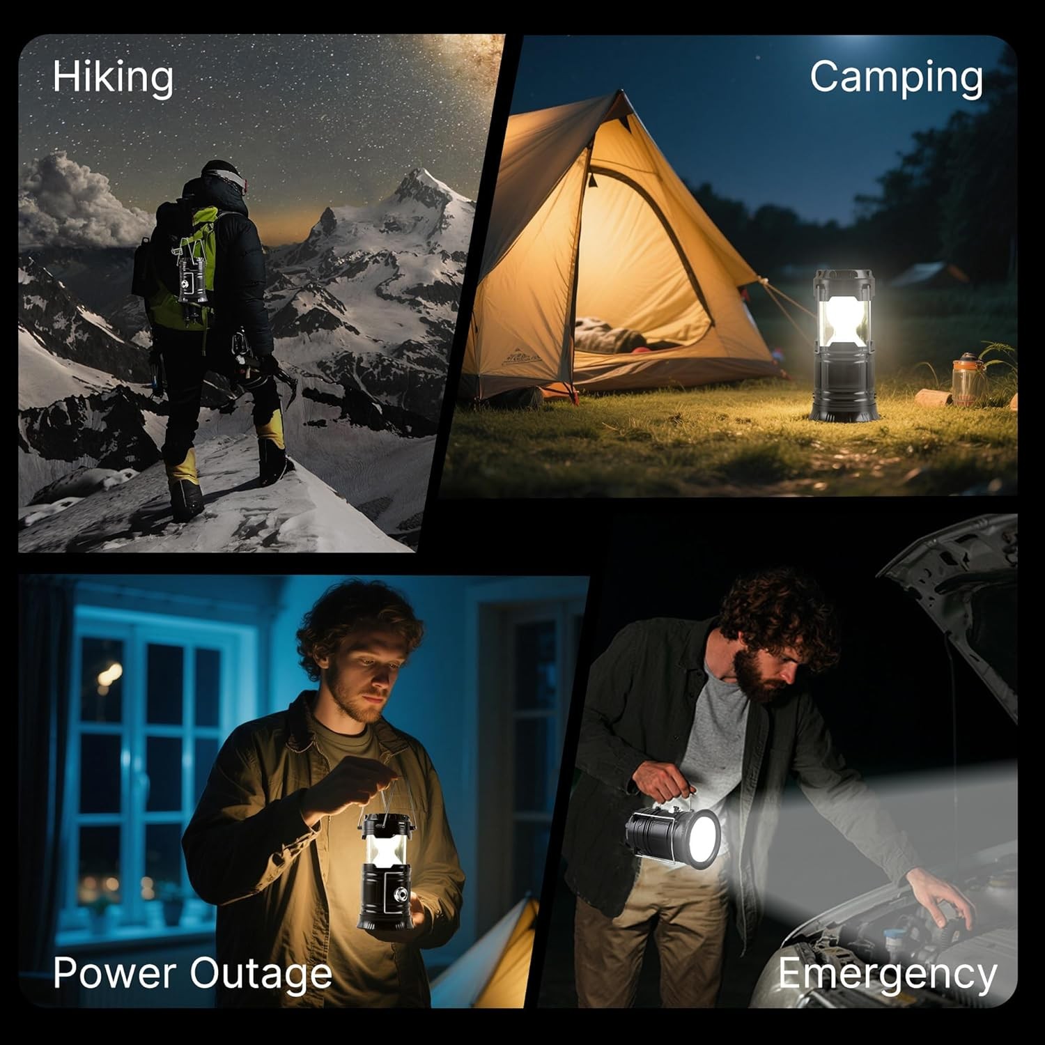 Lichamp Collapsible Portable Solar Camping Lantern, USB Rechargeable LED Flashli