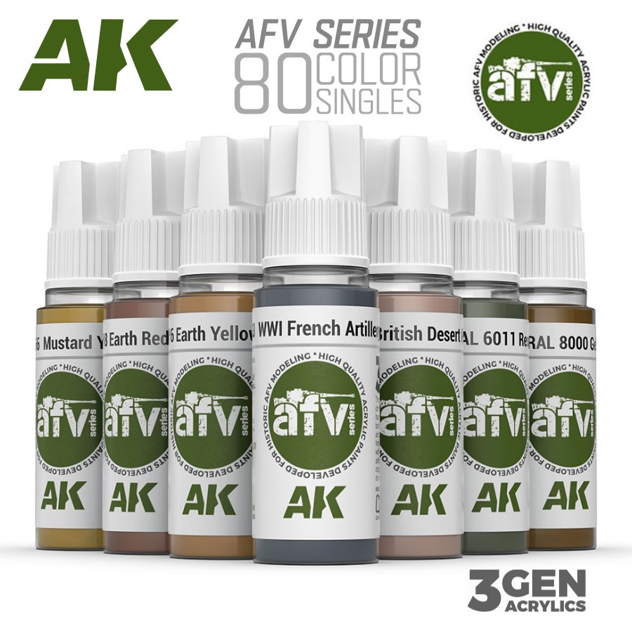 AK Interactive: AFV Paints – Acrylic Model Color Paint - Singles 80 Colors 18ml