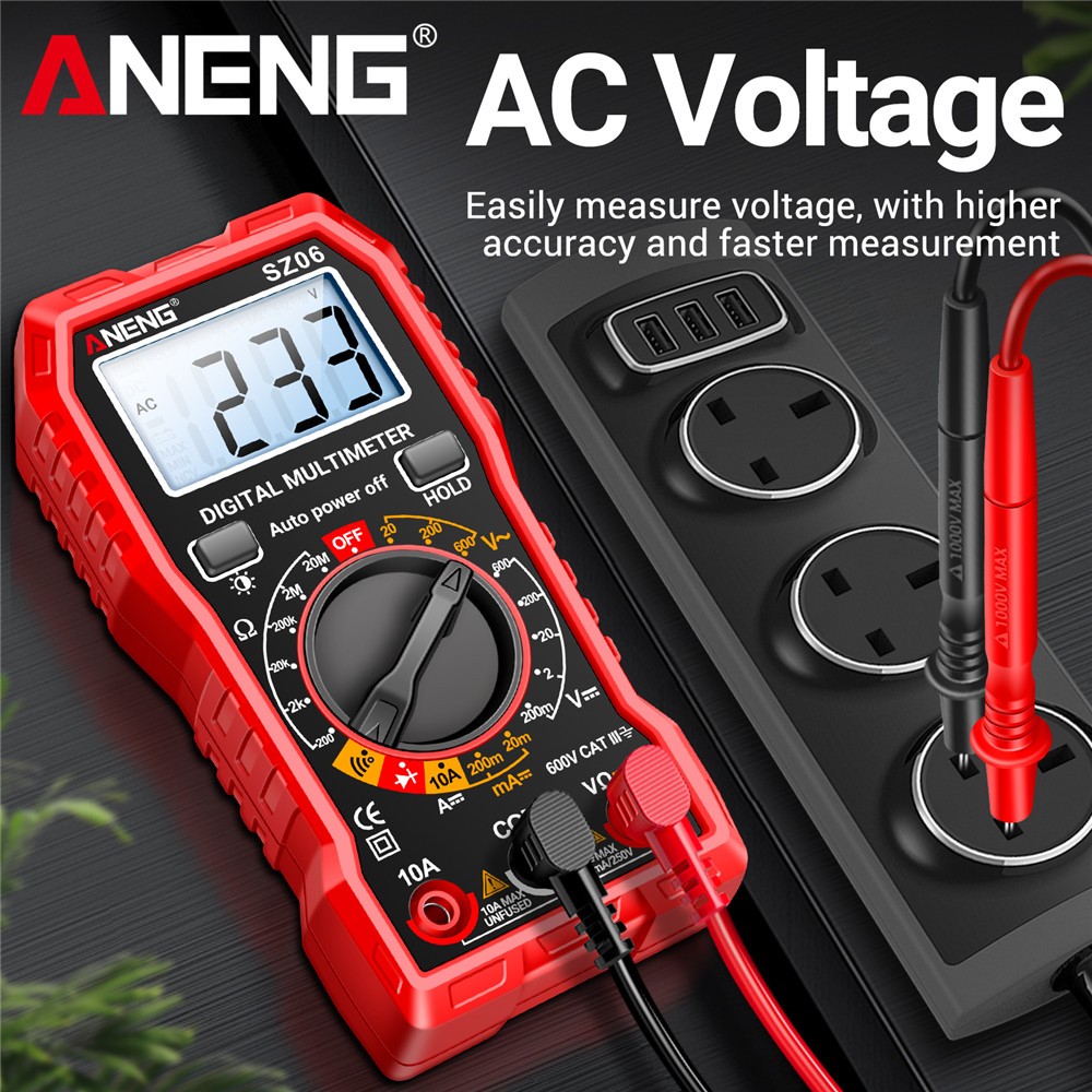 LCD Digital Multimeter Voltmeter Ammeter Ohmmeter Volt AC DC Tester Leads Meter.