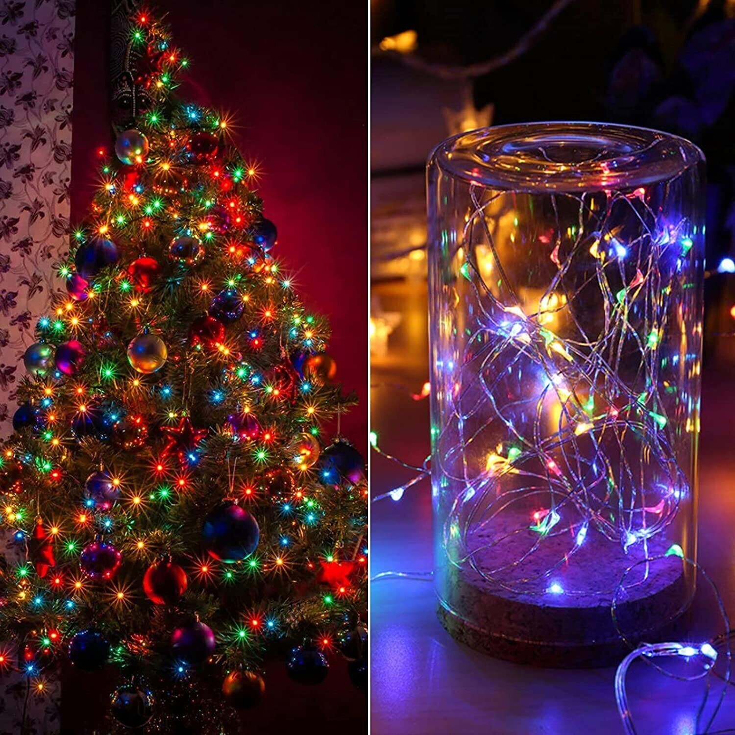 Copper String LED Twinkle String Fairy Lights US Plug with Switch 4.5V 8 Models