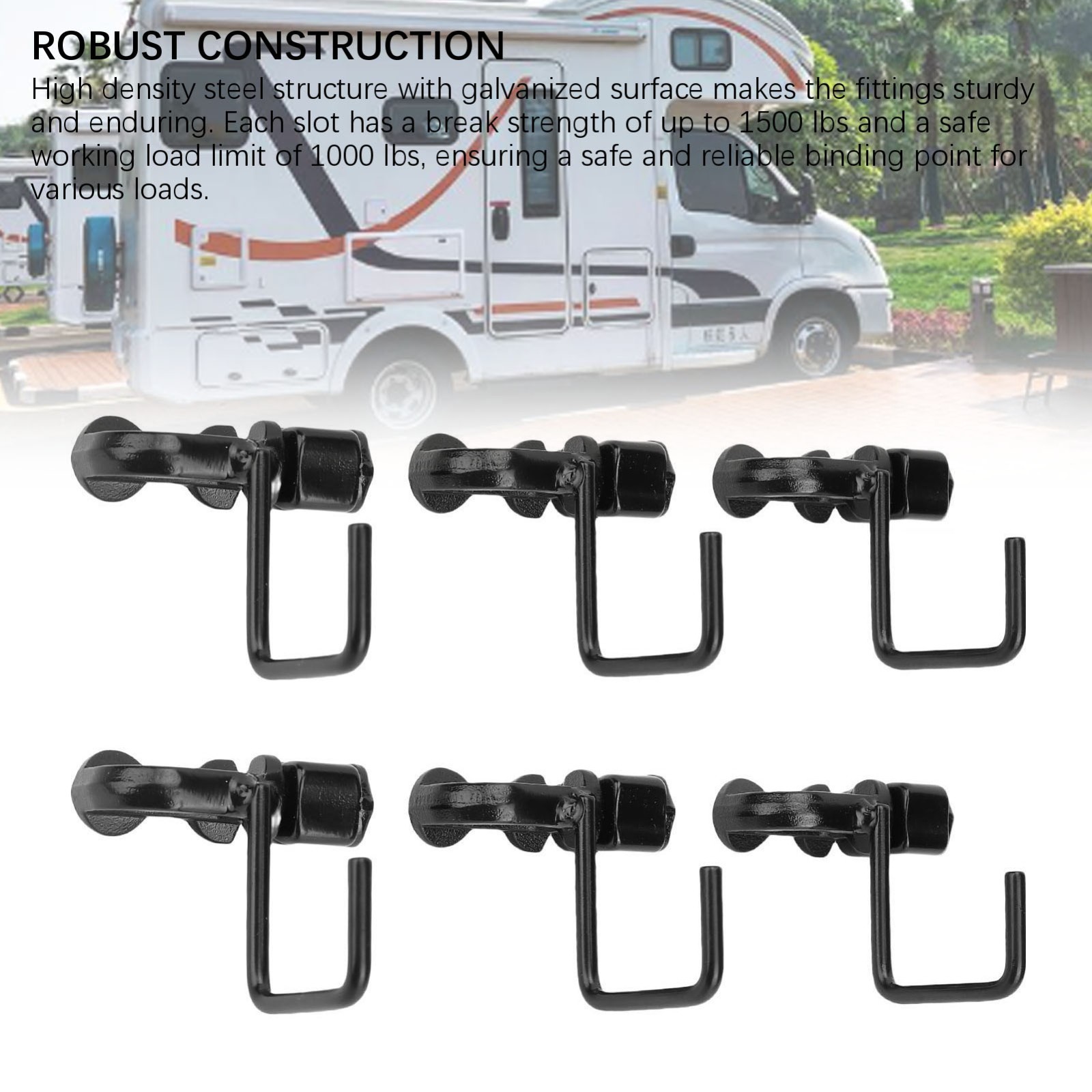 6PCS L Track Hook Double Stud Tie Down for Truck Bed Trailer Cargo Control
