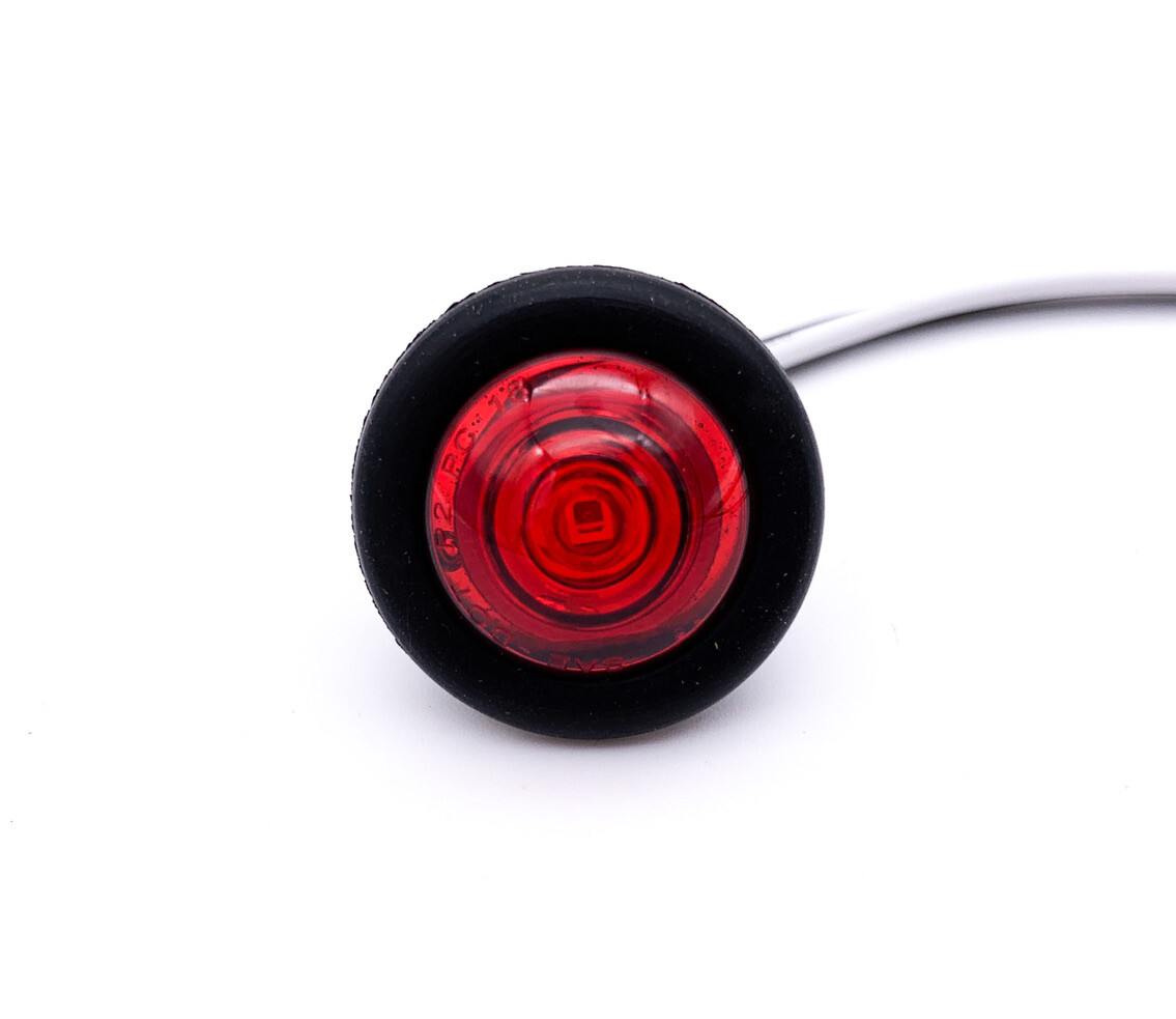 3/4" Inch Mini Red LED / Red Lens Marker Clearance Light w/ Rubber Grommet