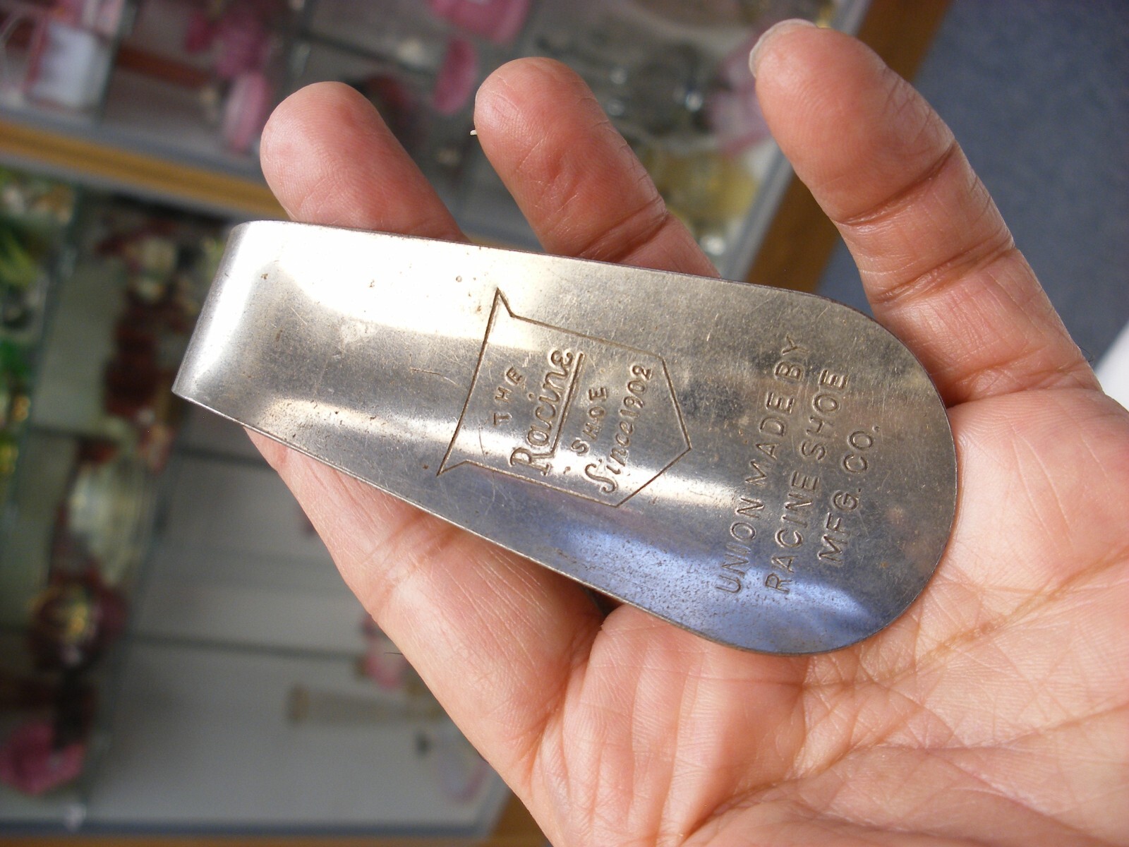 Vtg Advertising Shoehorn - The Racine Shoe Union Made by Racine Shoe Mfg. Co WI