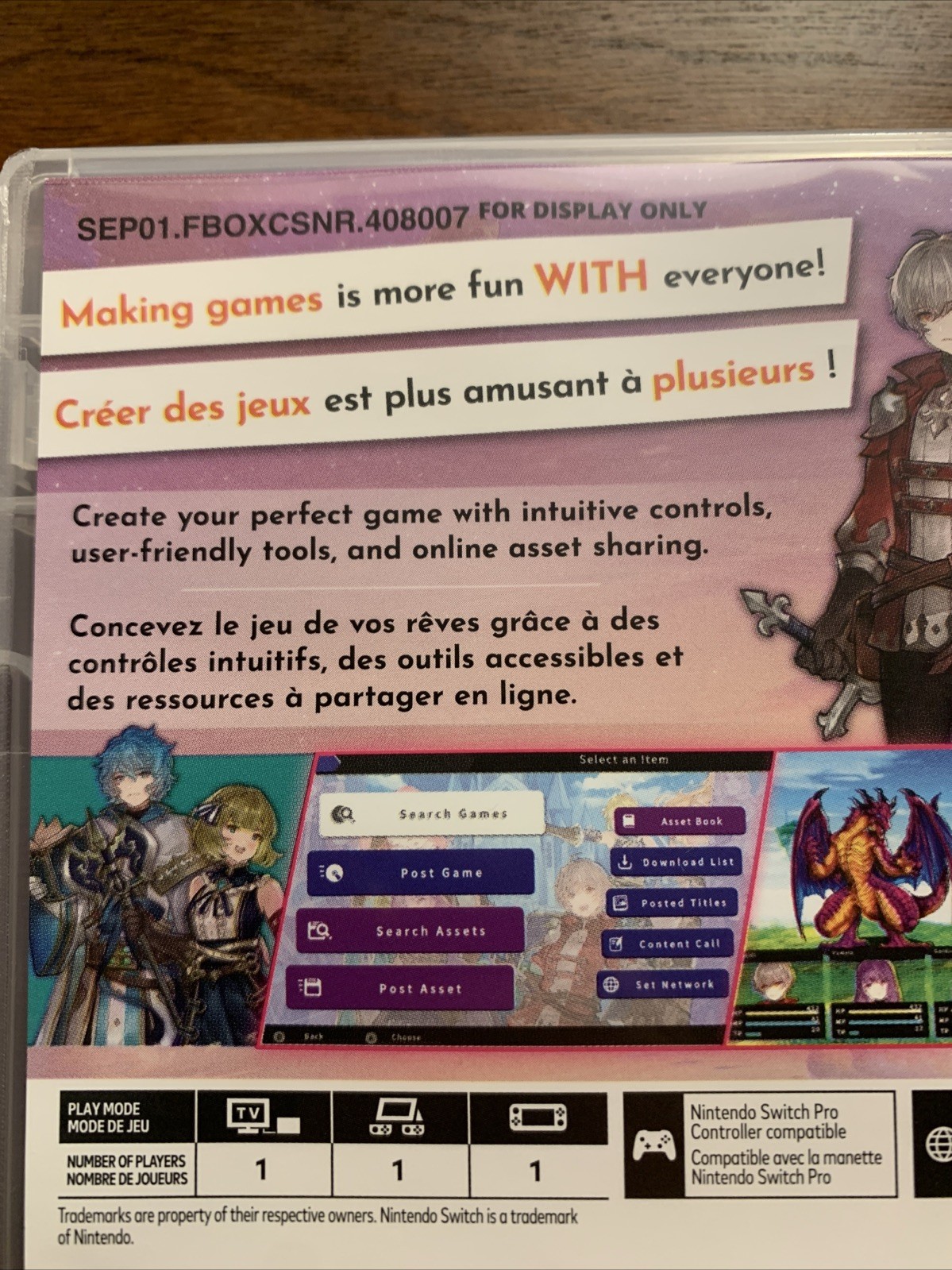 RPG Maker WITH - Nintendo Switch *For Display ONLY / Authentic / No Game / RARE