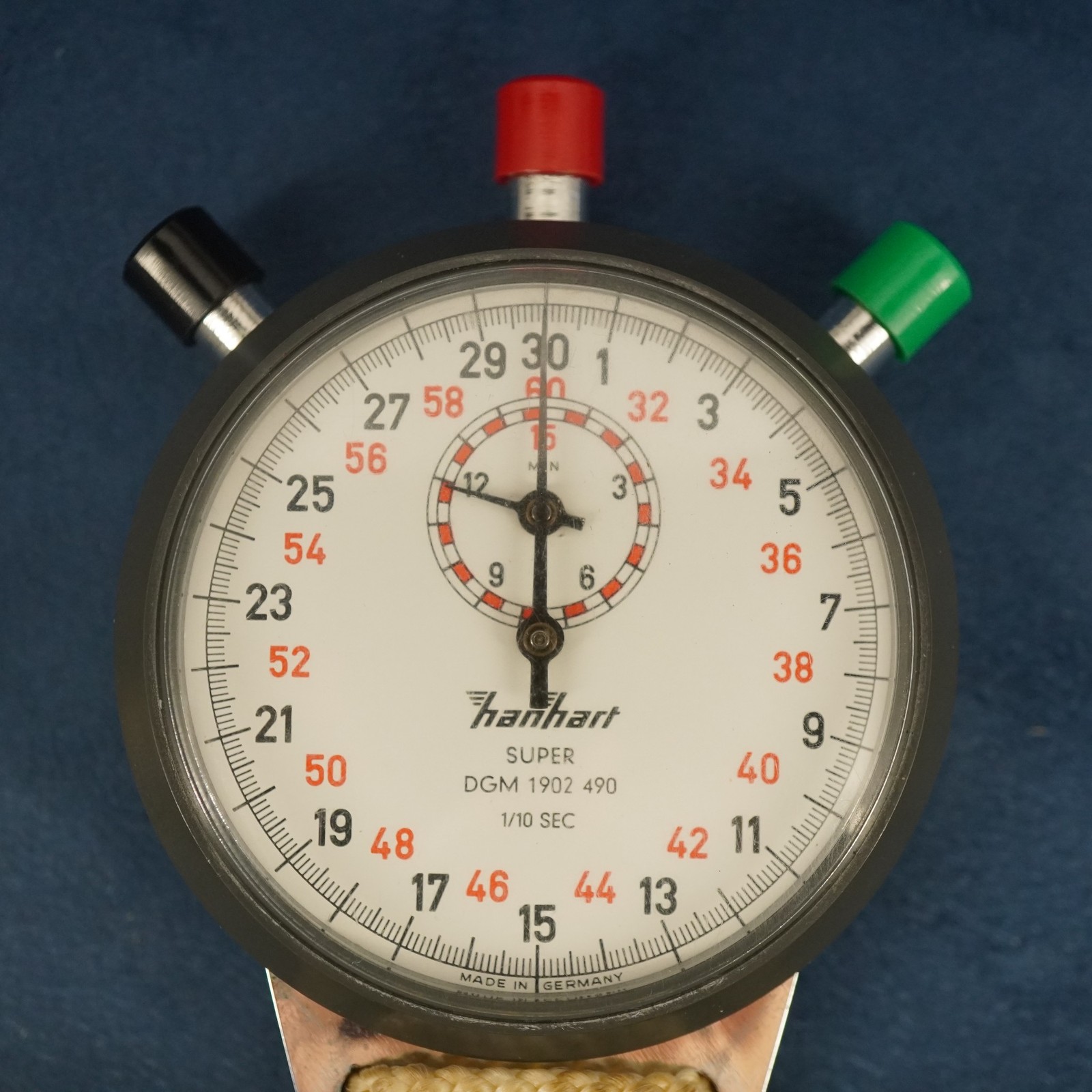 Hanhart Super DGM 1902 490 1/10 Sec Stopwatch w Original Cover -Works