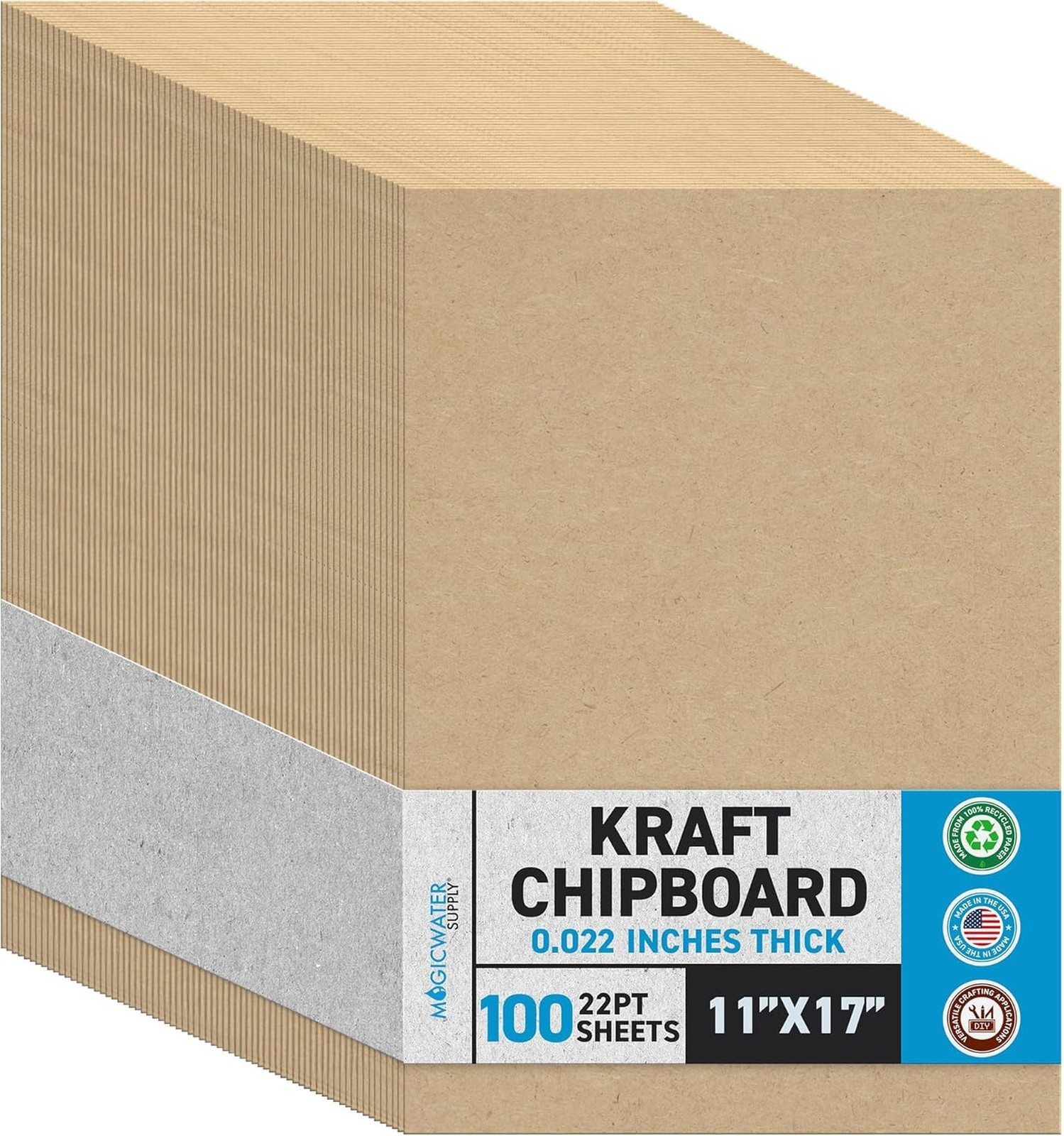 MagicWater Chipboard Sheet for DIY Projects - 11x17 Inch - 100 Pack - 22 pt -...
