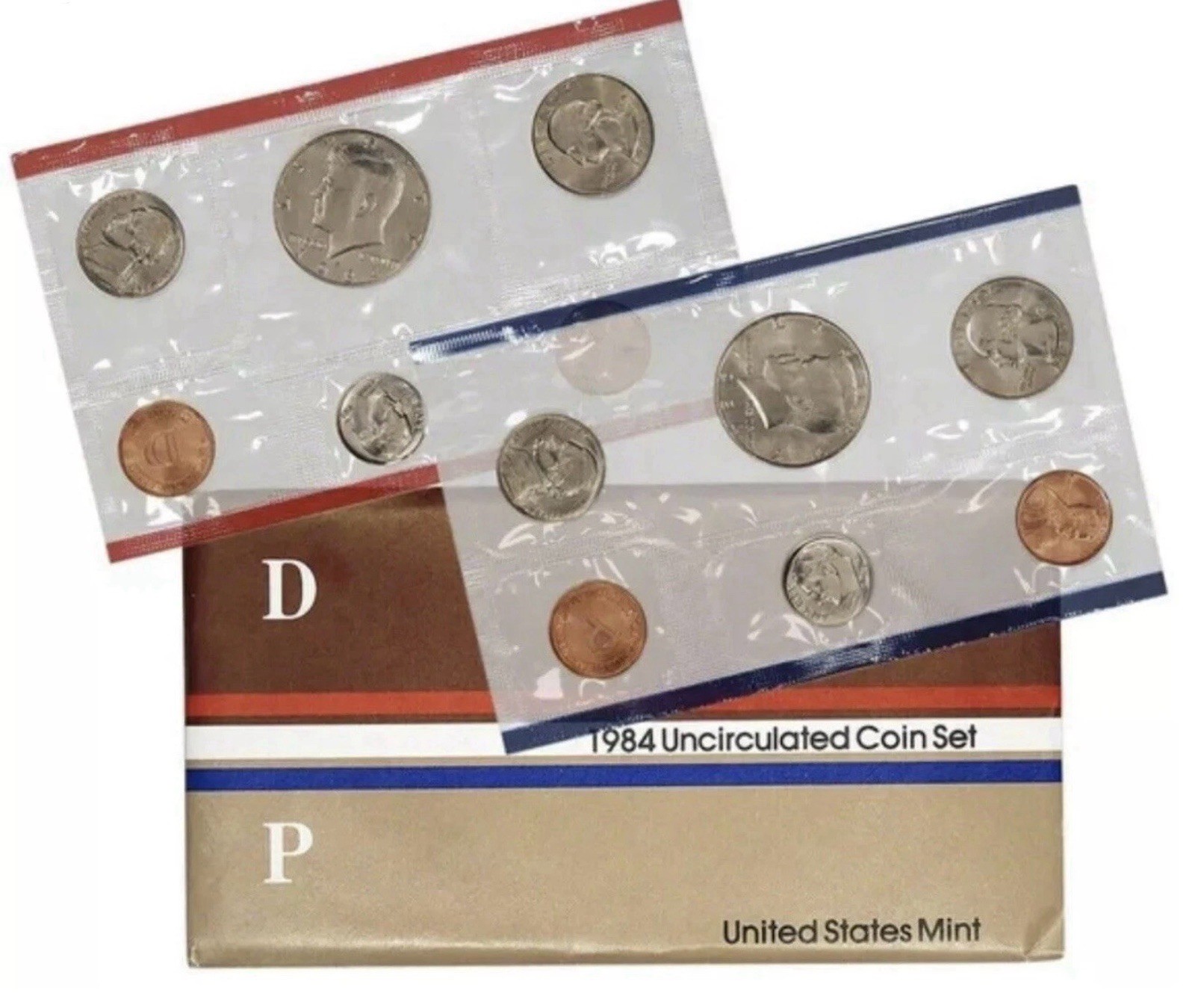 1984 P&D Mint Set Brilliant Uncirculated US with Envelope & COA (10 Coin Set)
