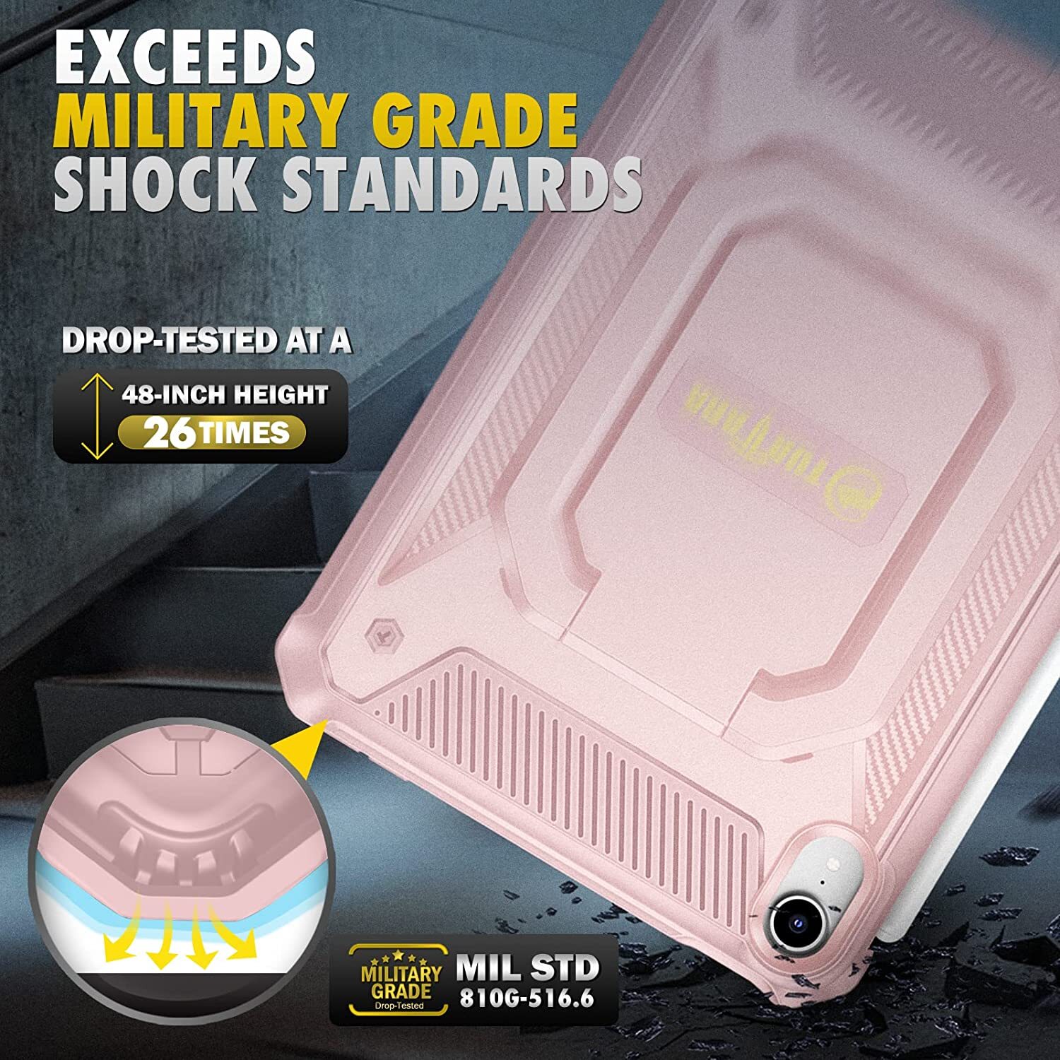 Shockproof Case for iPad Mini 6 2021 Rotating Rugged Cover with Screen Protector