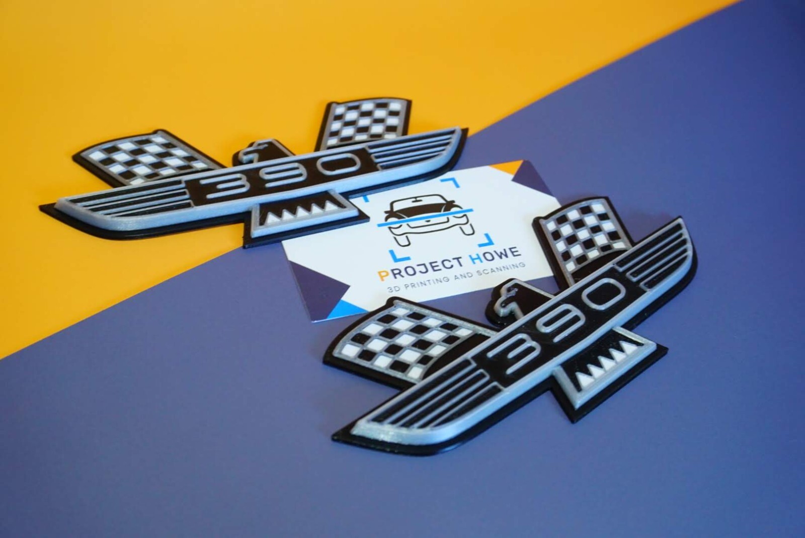 Ford Thunderbird 390 Emblem PAIR - BLACK SILVER WHITE - Project Howe