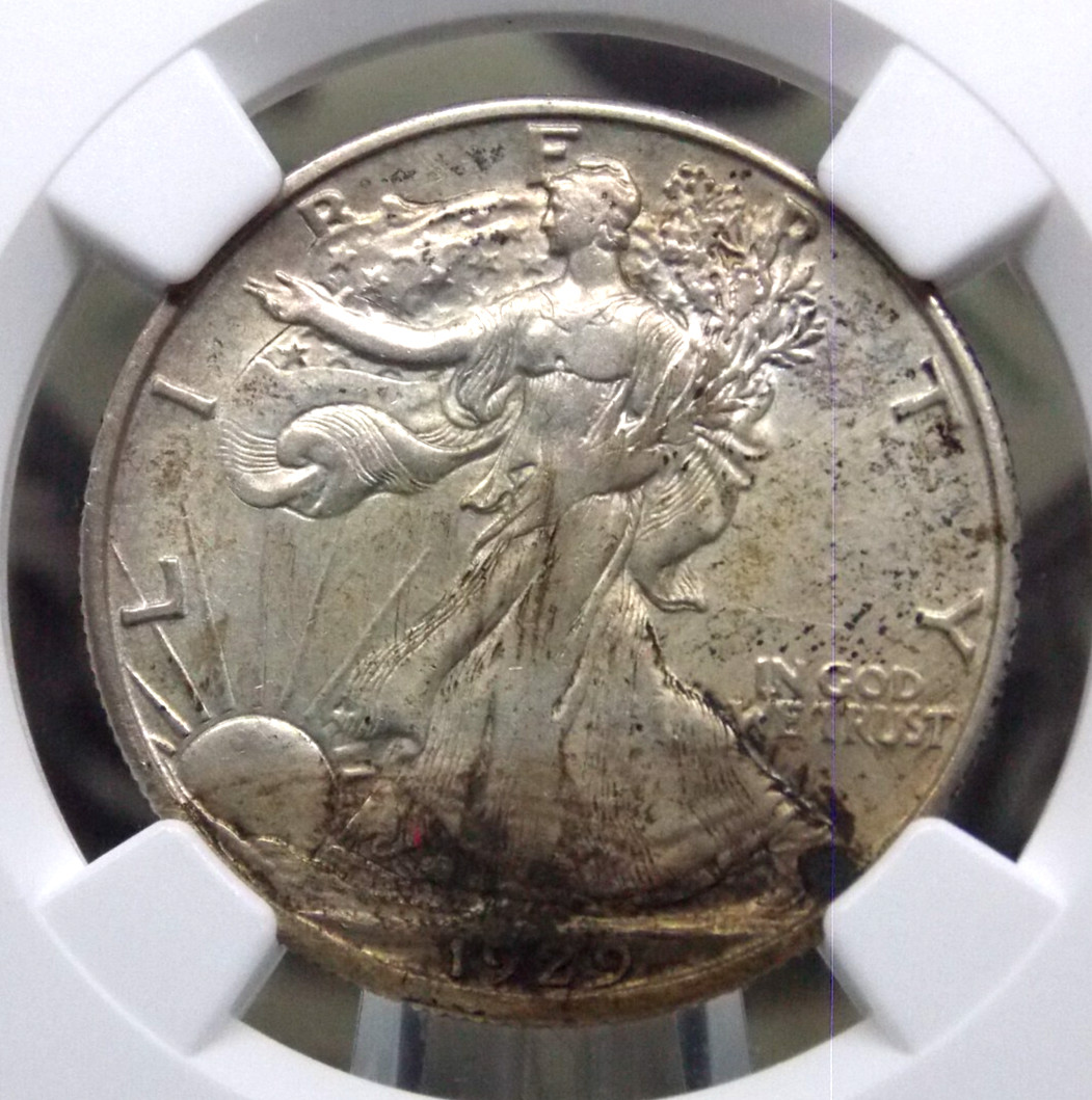 1929 "D" Walking Liberty Half Dollar 50c NGC AU Details #003 About Unc ECC&C Inc