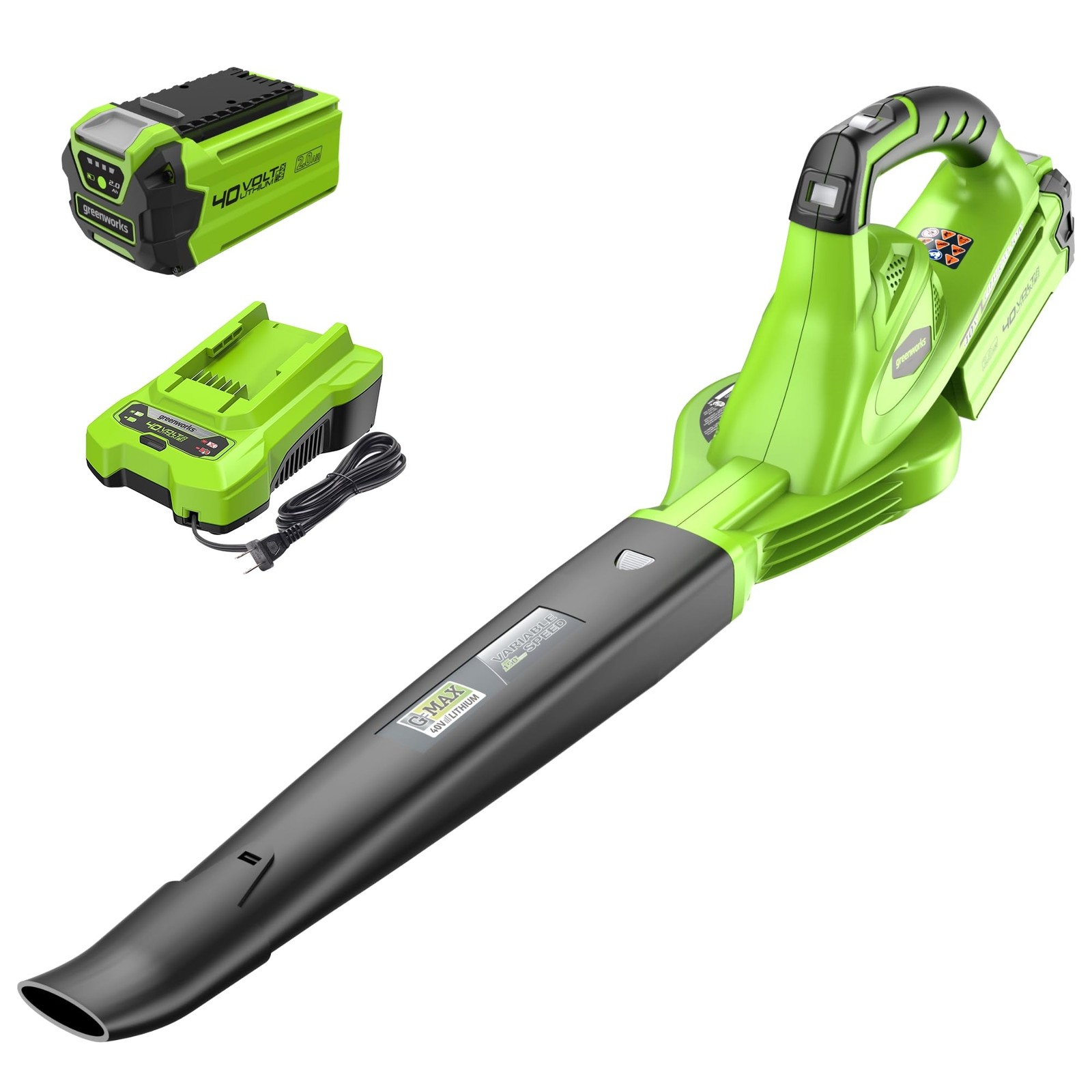 Greenworks 40V (150 MPH) Cordless Leaf Blower, 2.0Ah Battery and Charger