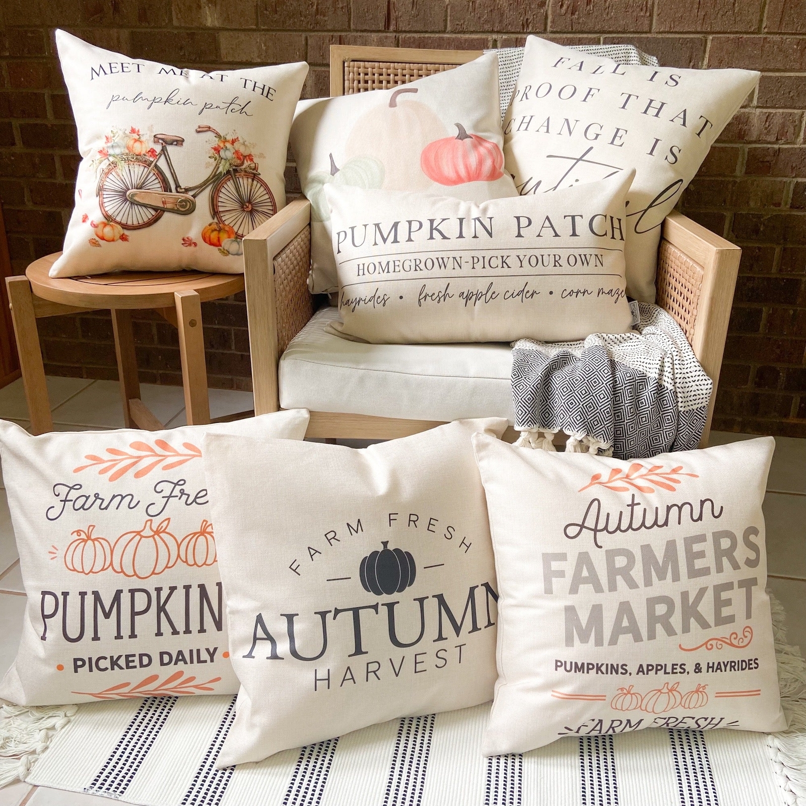 Happy Harvest Pillow Cover 18x18 inch