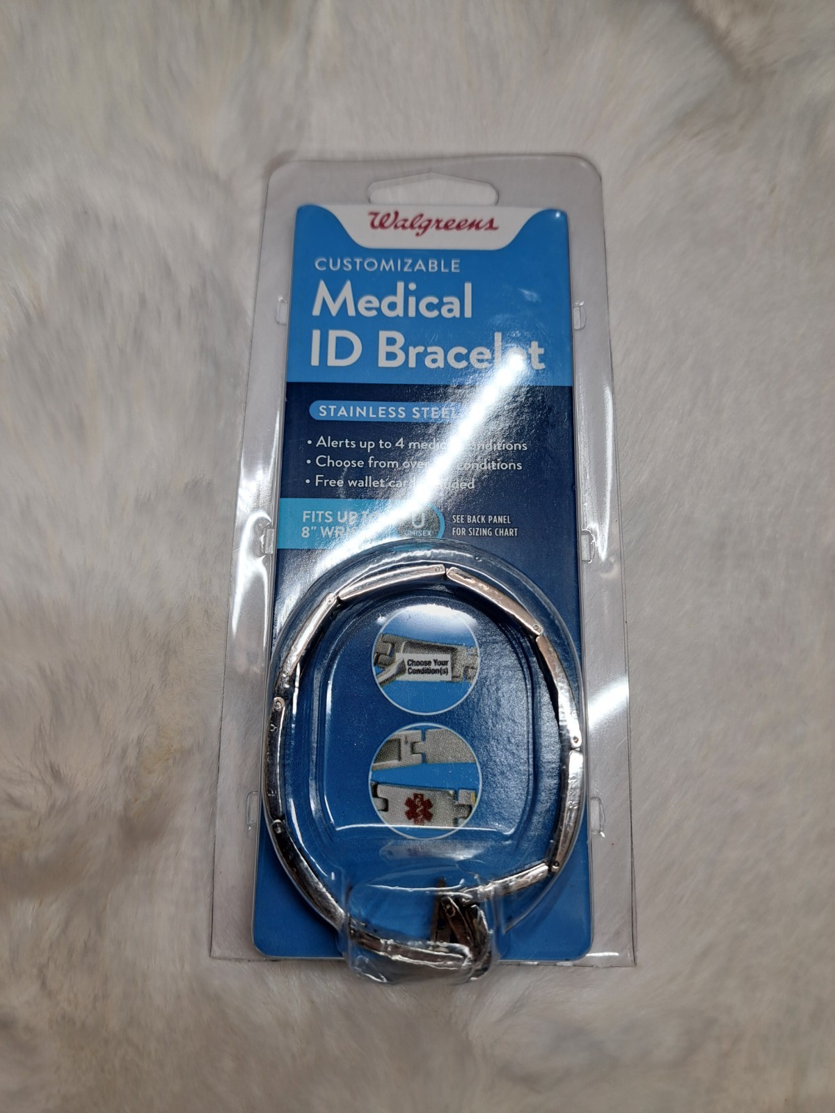 NEW Walgreens Customizable Stainless Steel Medical ID Alert Bracelet