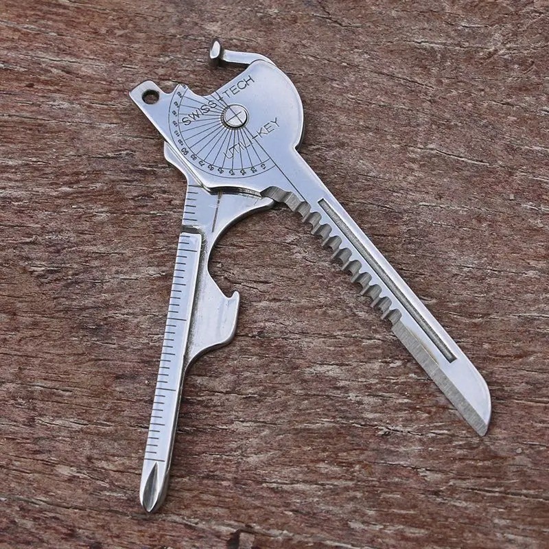 8-in-1 Multi-Tool Keychain for Camping & Survival | Folding Screwdriver