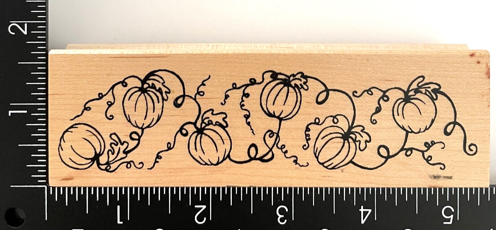 Great Impressions Fall Pumpkins Vines Border G343 Wood Mounted Rubber Stamp