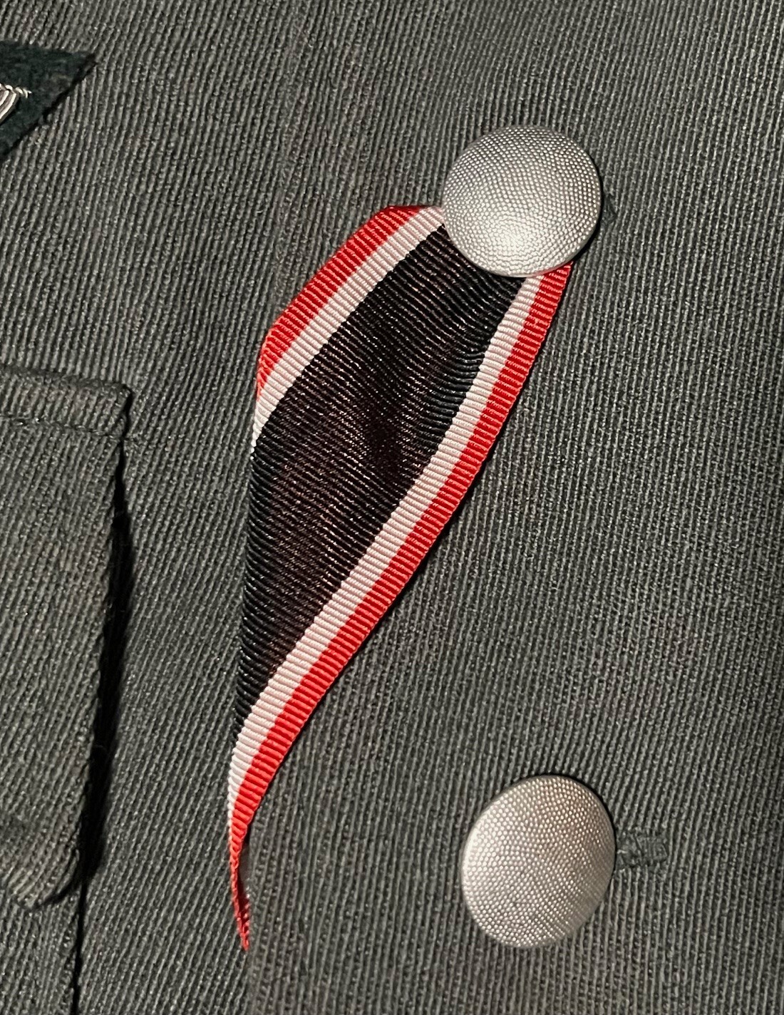 WWII GERMAN WAR MERIT CROSS 2ND CLASS MEDAL RIBBON; 6 INCH LENGTH