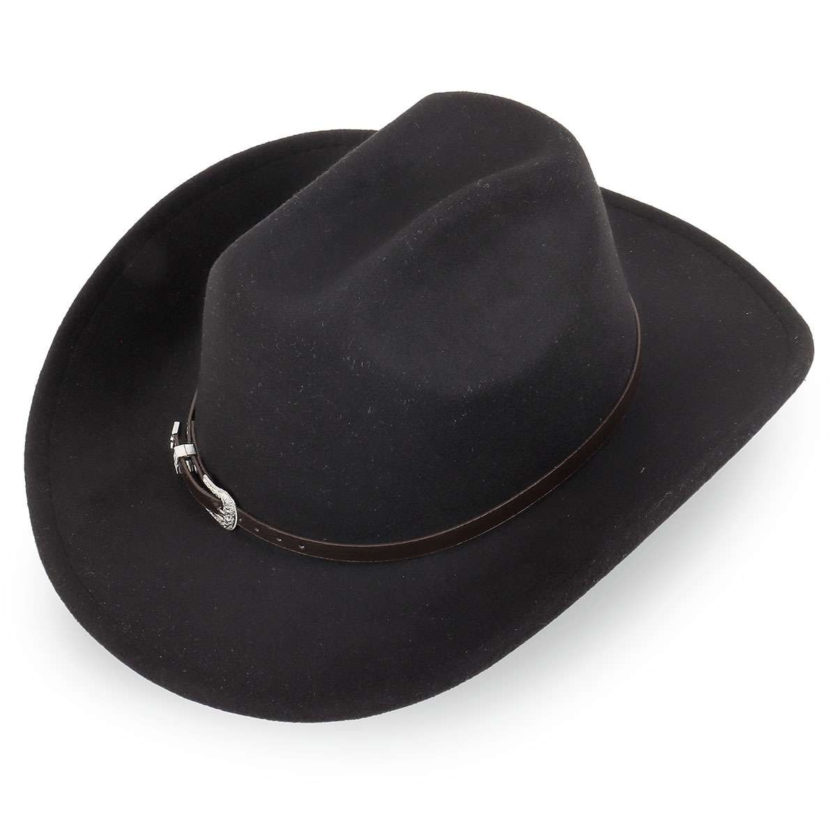 Men Women Fedora Western Cowboy Hat Leather Belt Cowgirl Costume Cap Wide Brim