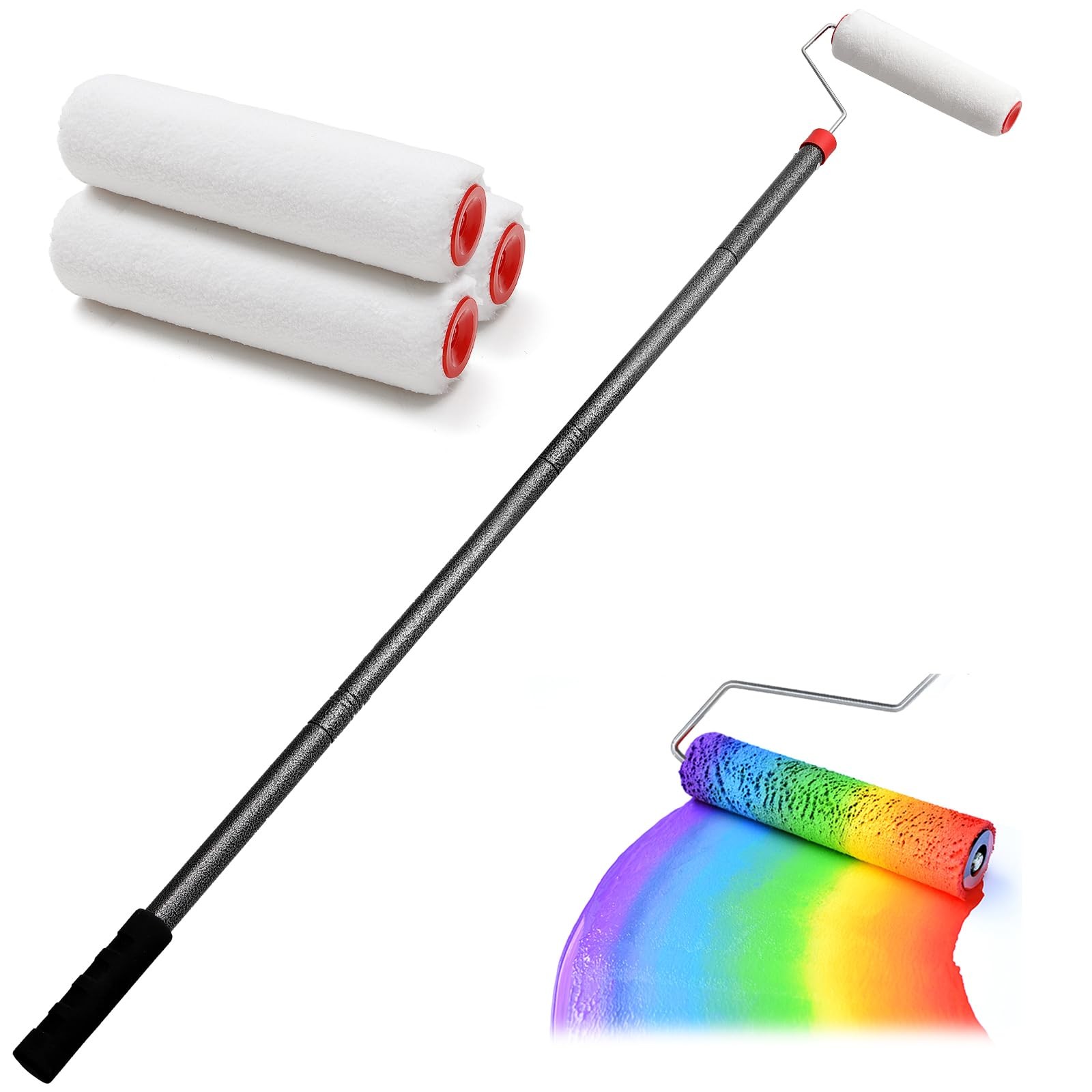 BsBsBest Paint Roller Extension Poles 6 FT kit with 72", Gray