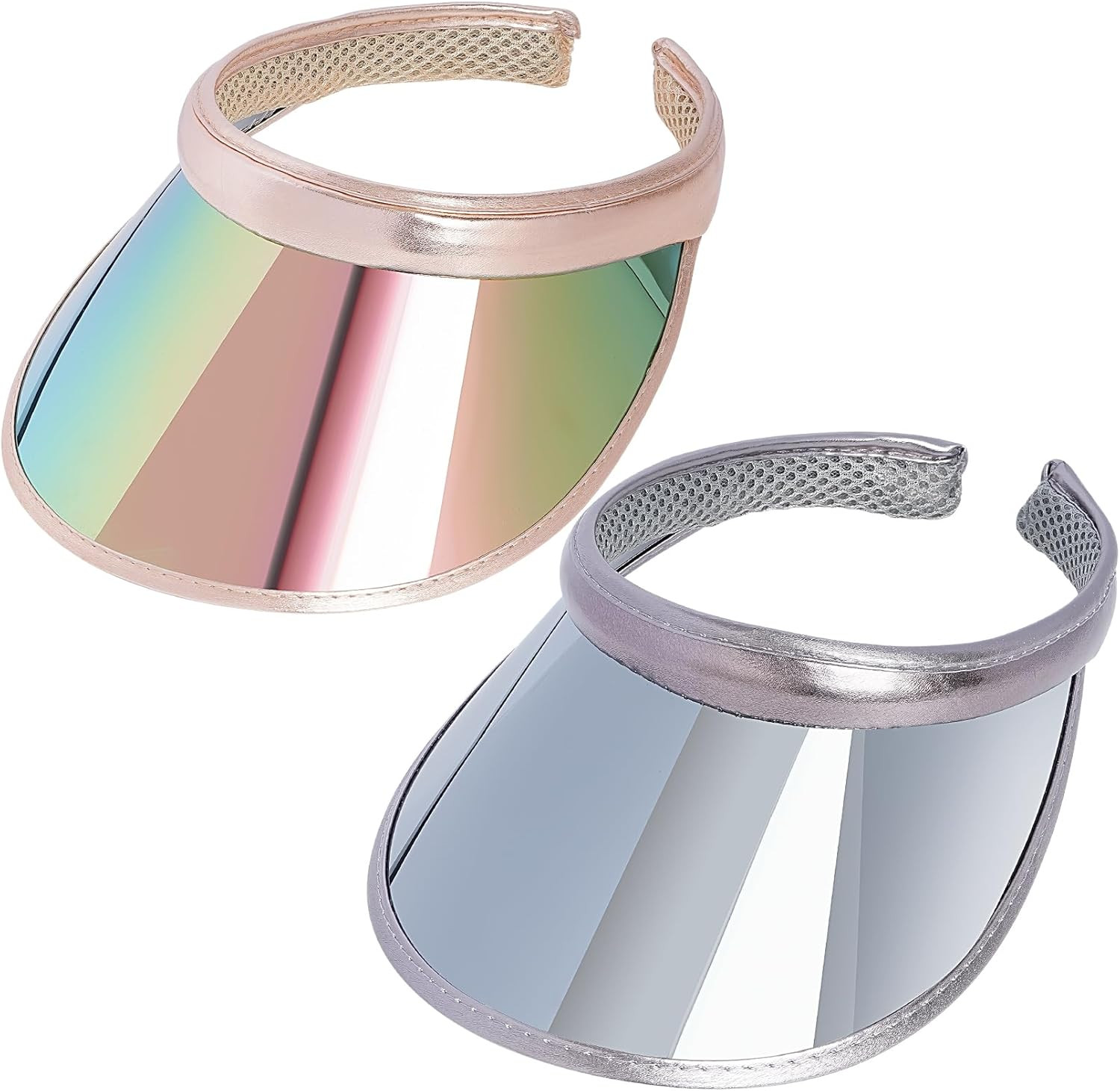 2 Pack Sun Visor Hats Women UV Sports Iridescent Multi Color Tennis Golf UPF ...