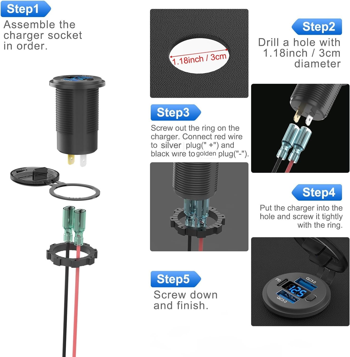 Efficient 12V Quick Charge USB Socket – Ideal Replacement for Cigarette Lighter