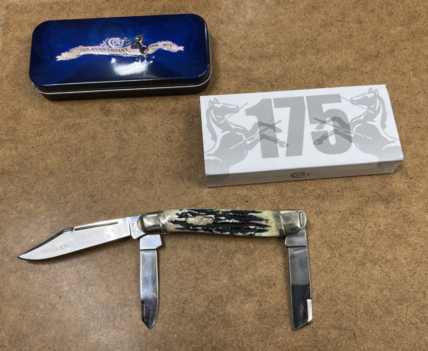 Colt CT322A Stockman PocketKnife 175th Anniversary-New in Collectible Tin
