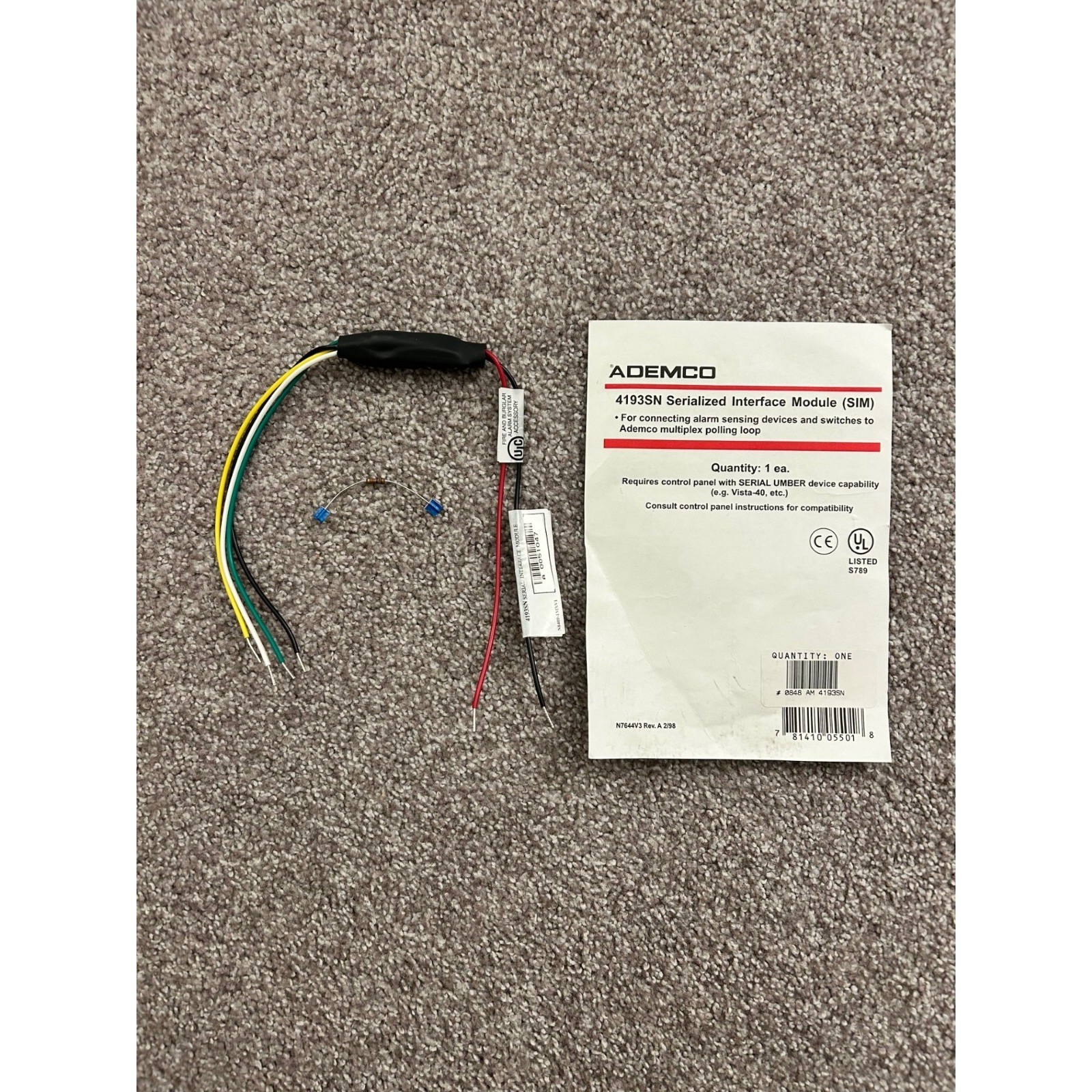 ADEMCO Honeywell 4193SN, Two Zone V-Plex Expander SERIAL INTERFACE MODULE