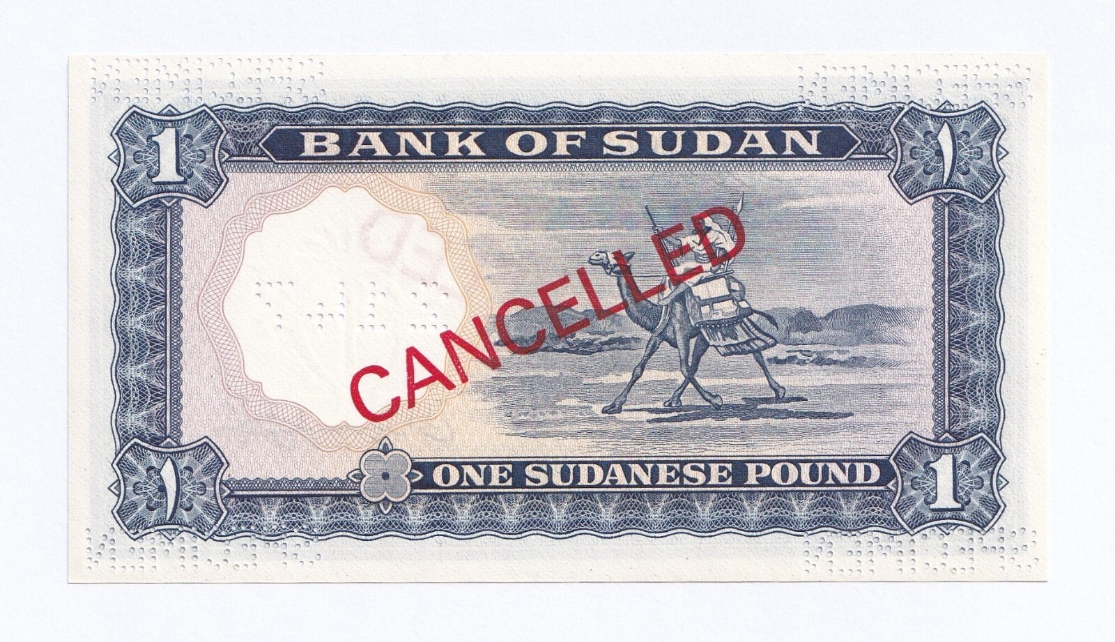 SUDAN-SPECIMEN 1 POUND-1968-SERIAL NUMBER 0000000-PICK 8es , UNC .