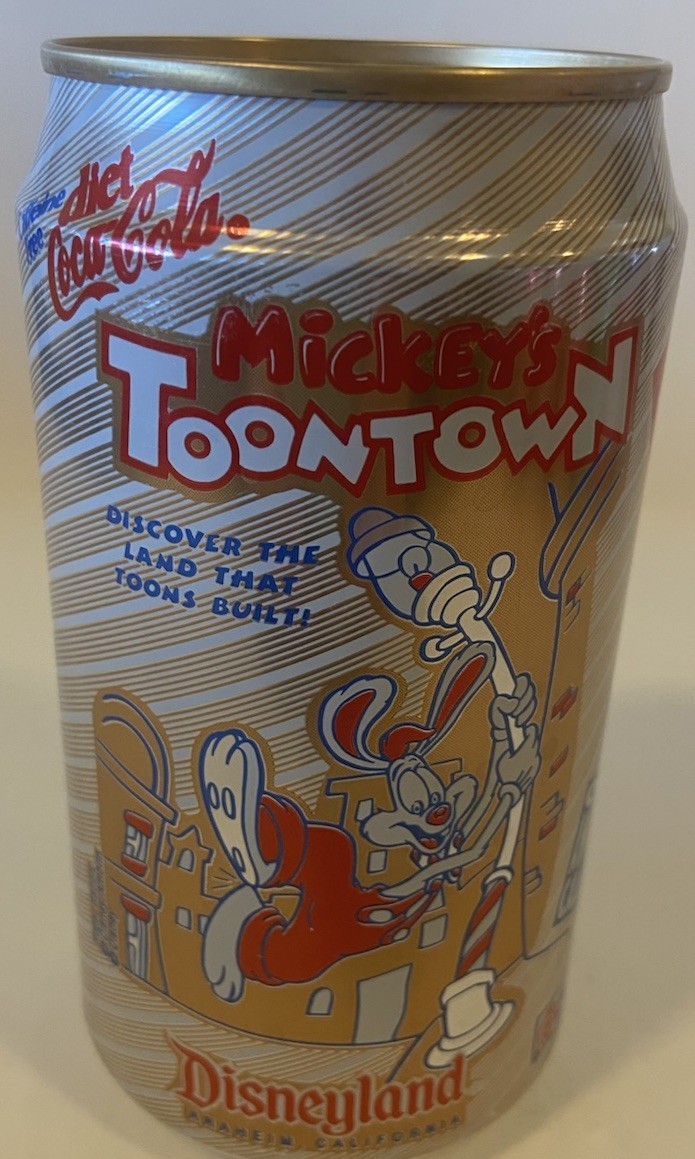 12 oz. DIET COKE CAN (CAFFEINE FREE ) ( RODGER RABBIT ) EMPTY BOTTOM OPENED