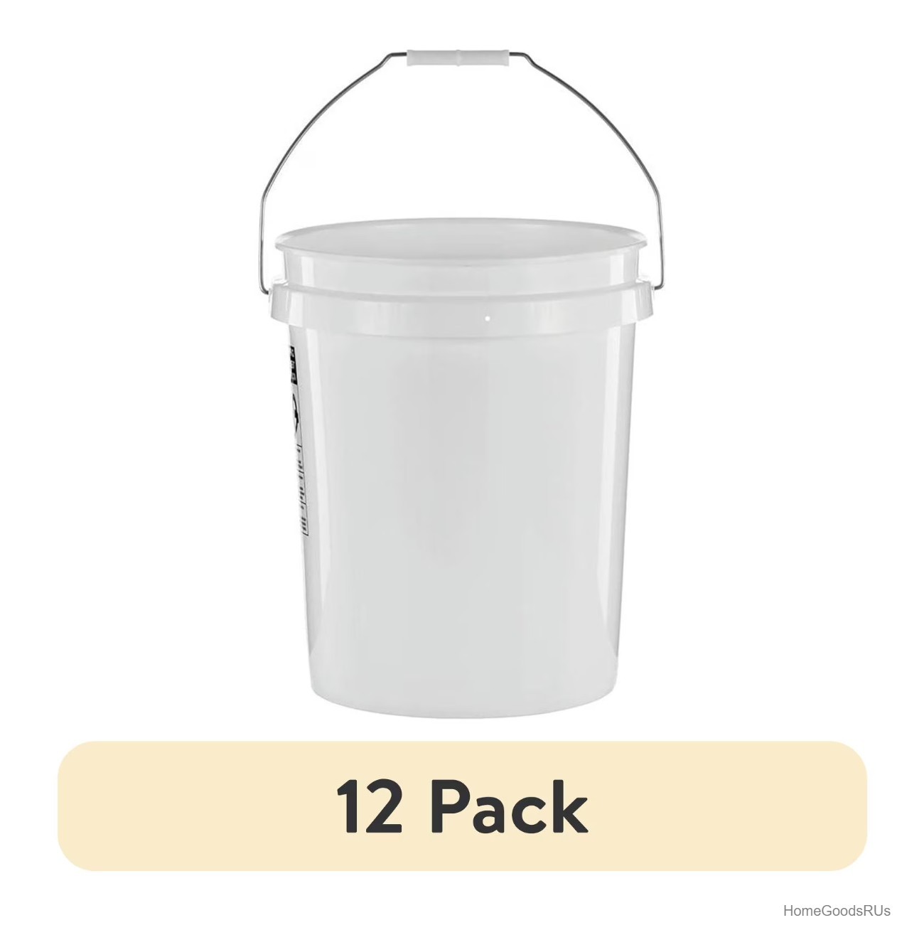 5 Gallon Utility Bucket 12 Pack Plastic White Comfort Handle Metal Carry Pail