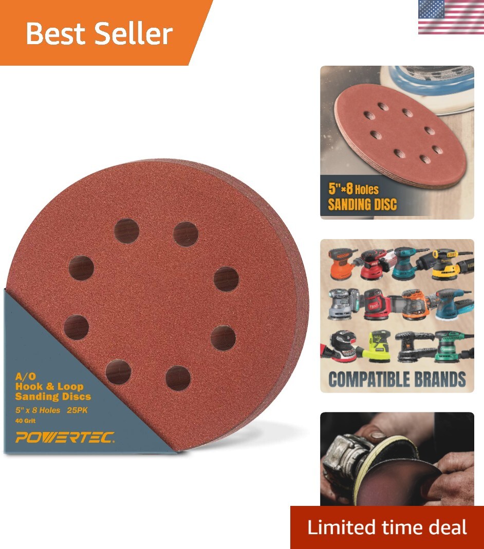 5 Inch 40 Grit Sanding Discs - 25 Pack Aluminum Oxide for Ultimate Precision
