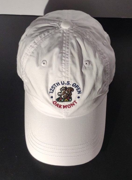 125th US Open Oakmont Hat Cap Strap Back White USGA Member Embroidered Golf