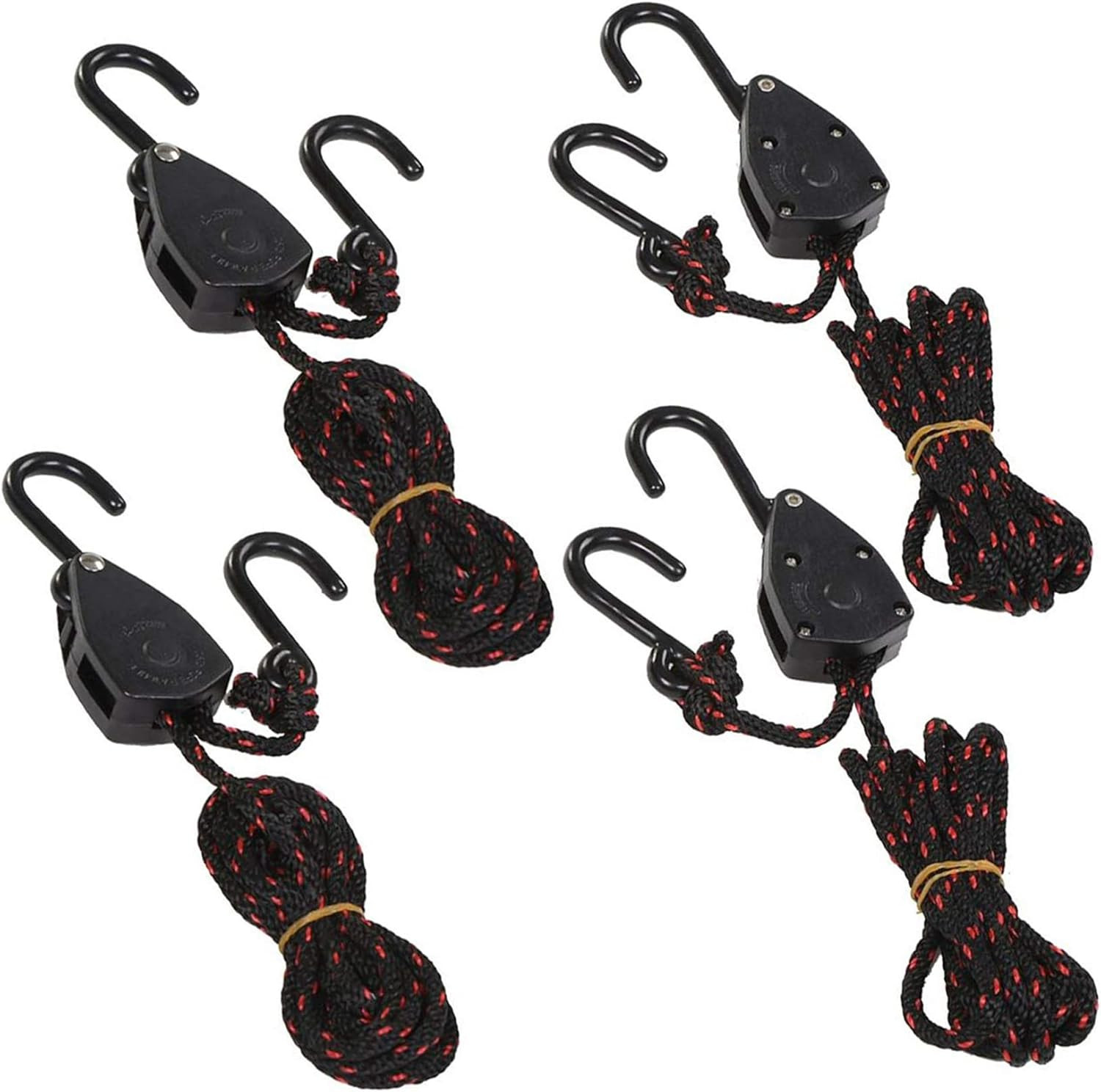 4PCS 1/8In 8Ft Adjustable Heavy Duty Rope Hanger Ratchet Kayak and Canoe Bow and