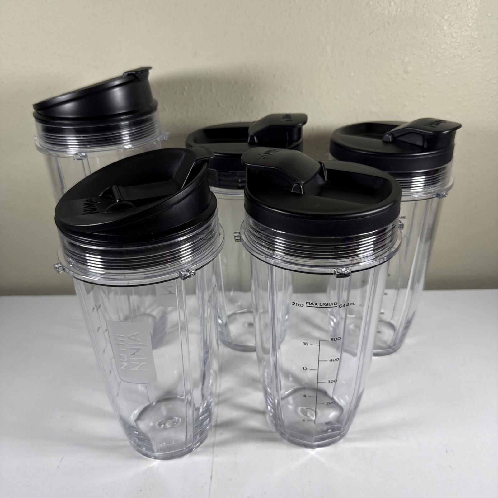 Nutri Ninja Replacement Cups & Lids Lot of 5 - (1) 32 oz (4) 24 oz Auto-iQ BL480