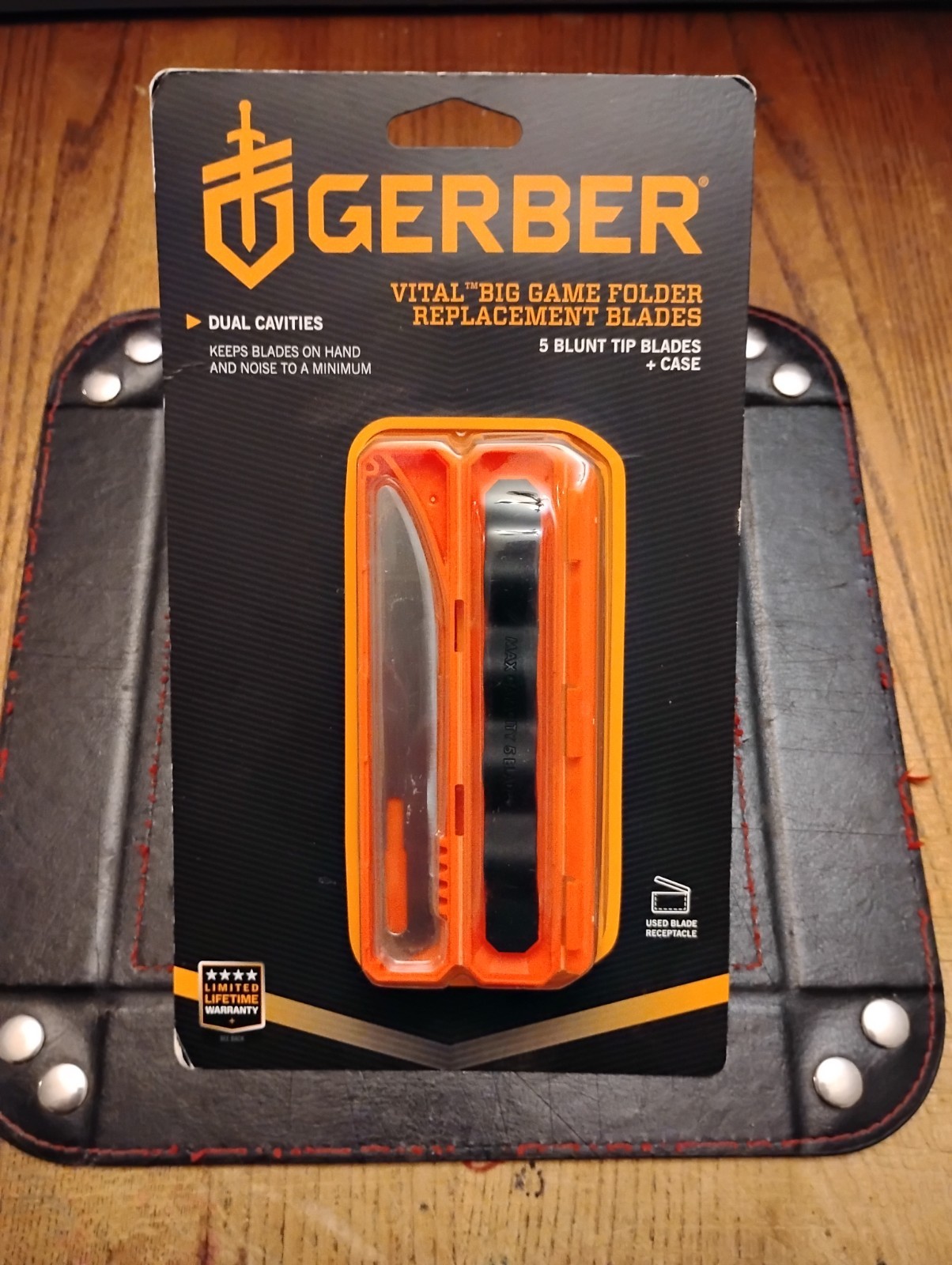 Gerber Vital Big Game Folder Replacement Blades "Blunt Tip" 5 Blades &Quite Case