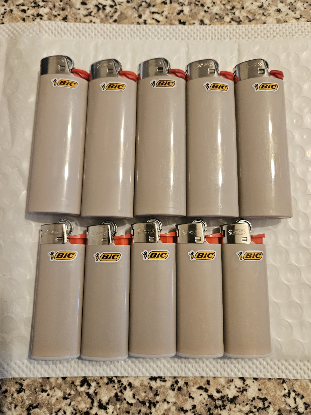 BIC Classic Disposable Lighters Lot of 5 Full-size And 5 Minis Gray  Lighters