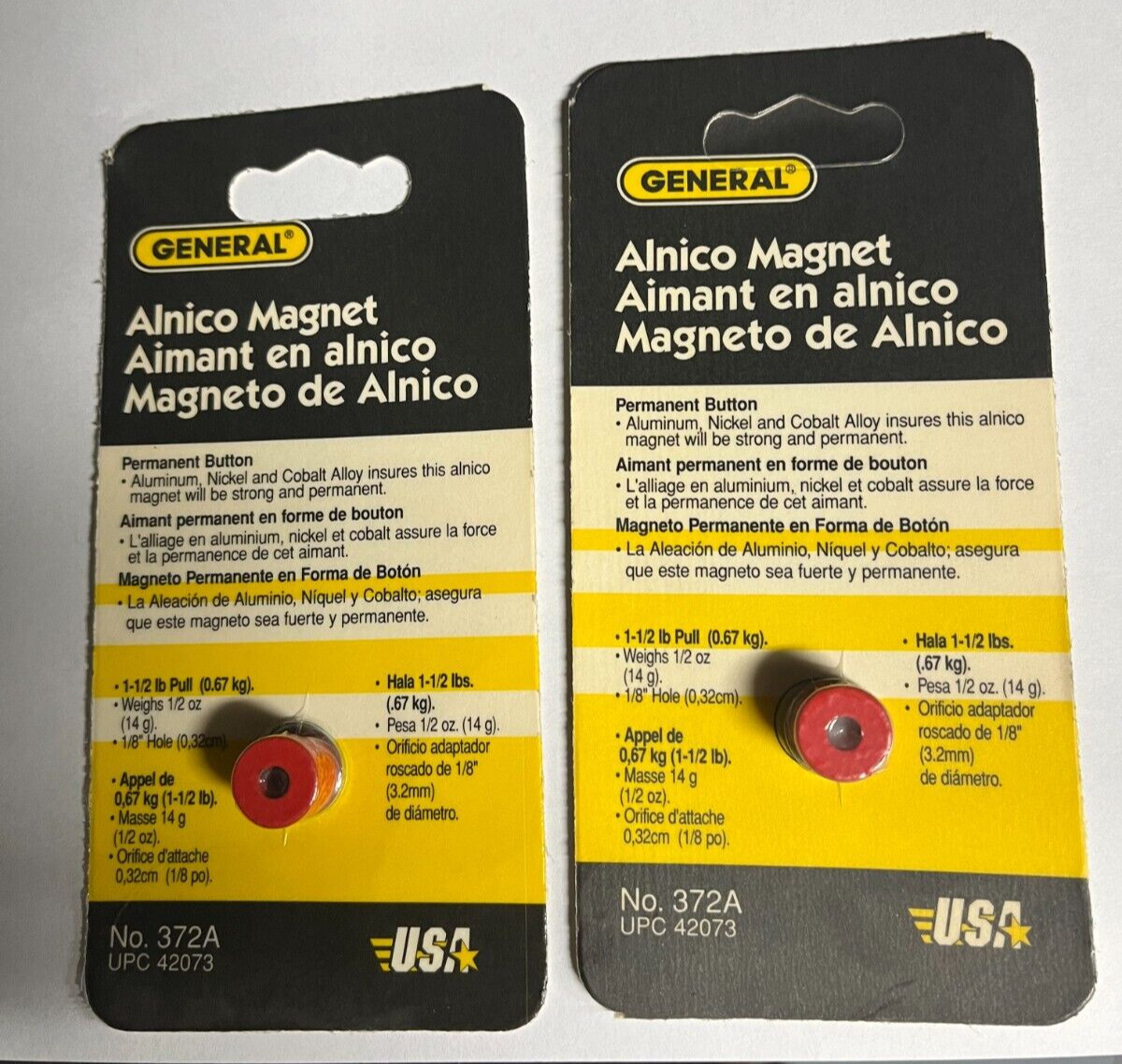 GENERAL 372A 1/2" BUTTON MAGNET SET OF 2EA