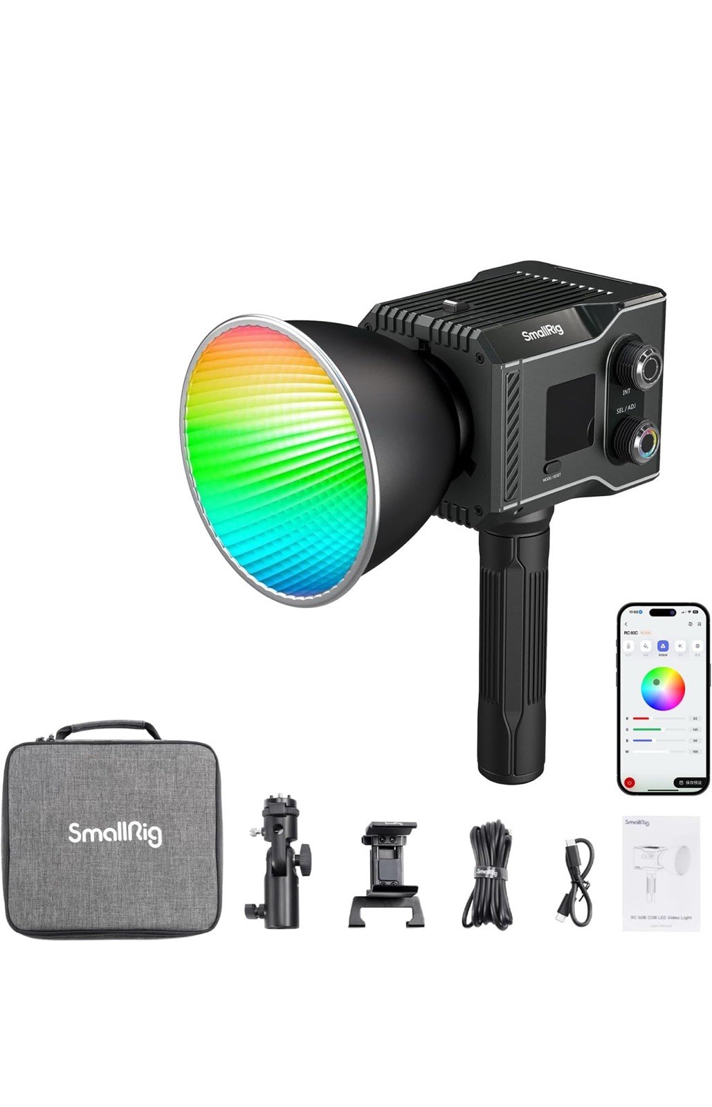 SmallRig RC 60C RGB Bi-Color LED Video Light Built-in Battery 2500K-10000K 4810