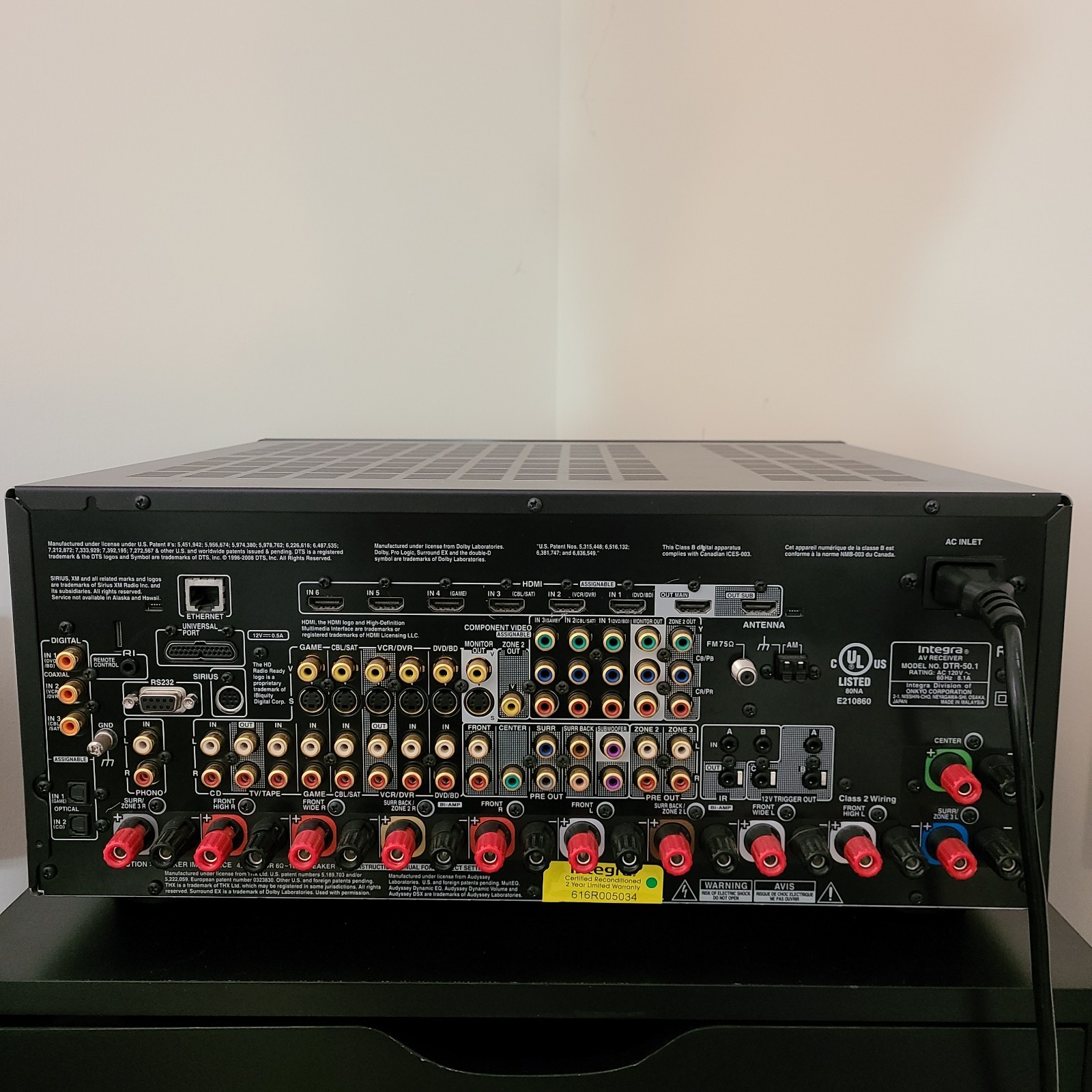 Integra DTR-50. 1 THX Multi-Zone, Bi-Amp