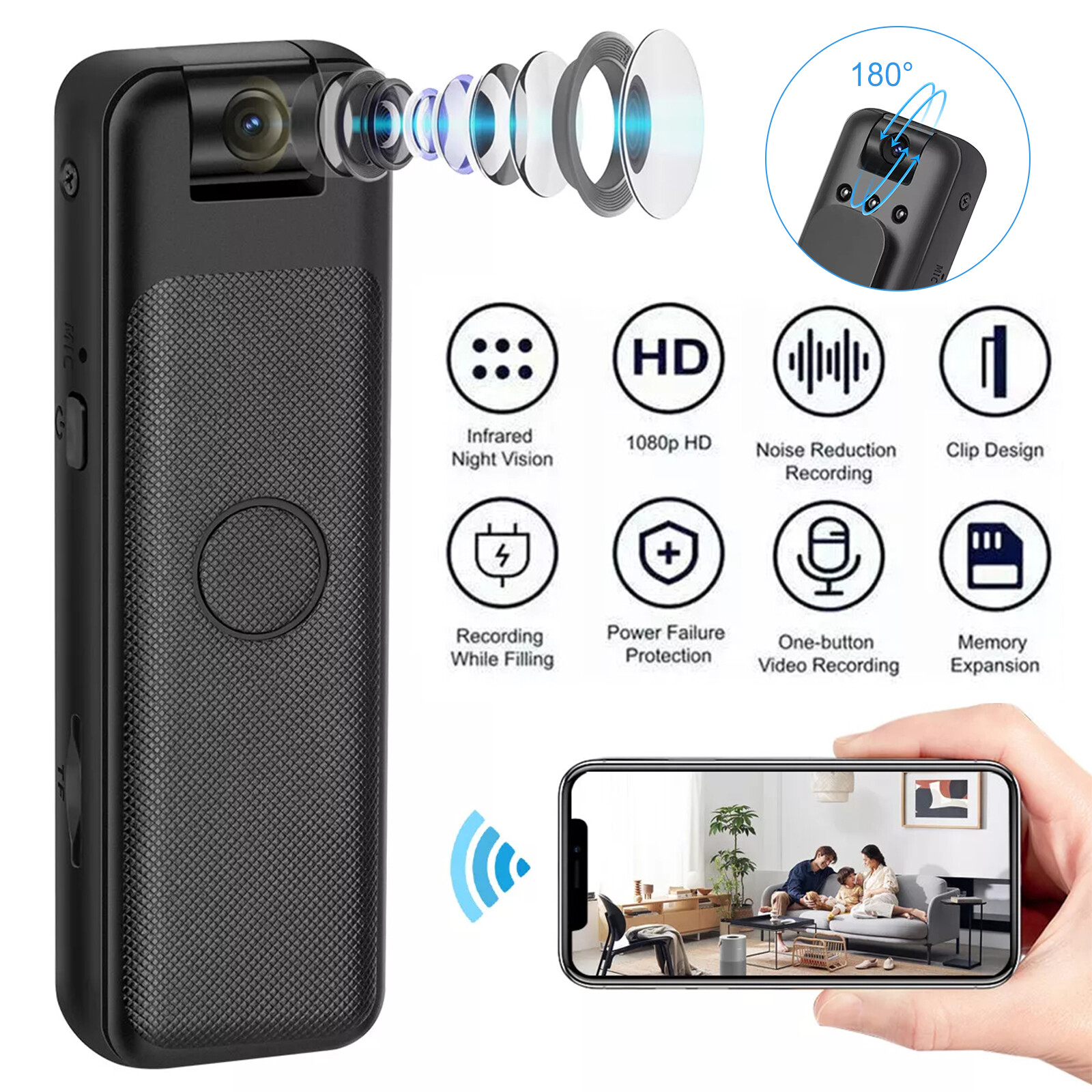 Wifi Mini Body Camera Portable Video Recorder Infrared Night Vision Security Cam
