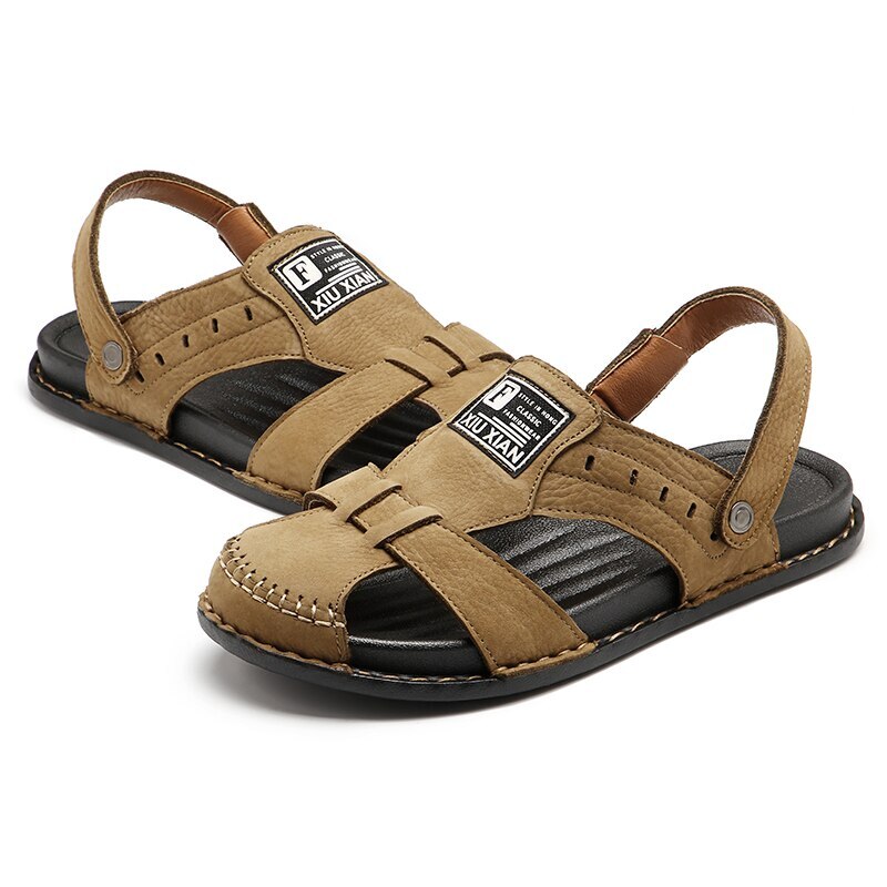 Summer Fashion Leather Men's Sandals Outdoor Beach Slipper Slip-On Slipper