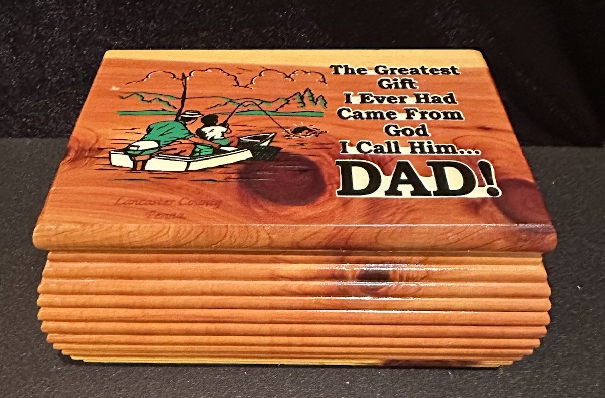 VTG Cedar Hinged Keepsake Box - “Fishing with DAD”