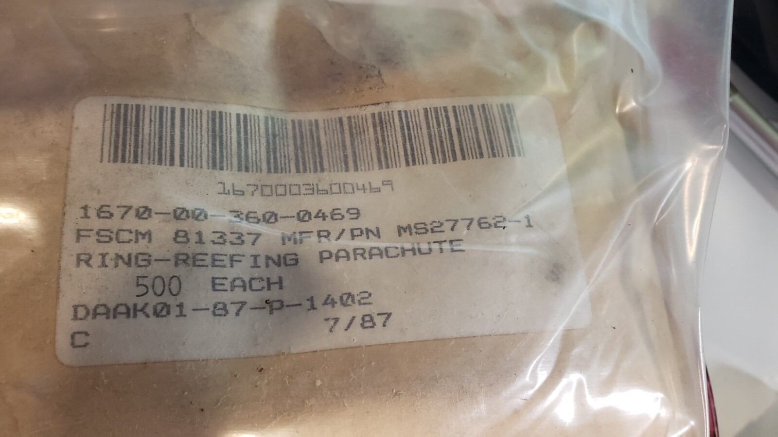 (100) PARACHUTE RING REEFING 1670-00-360-0469