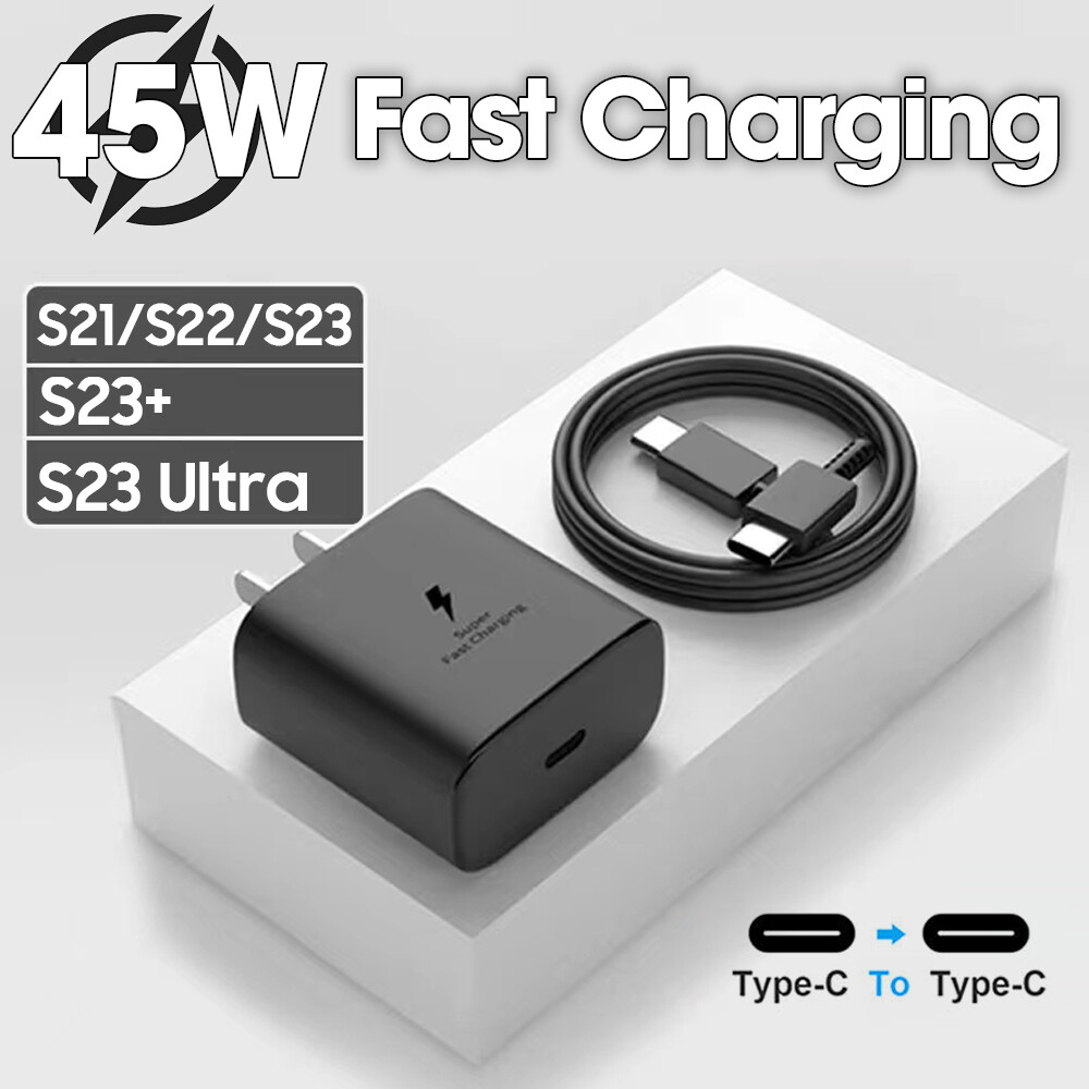 45W USB-C Super Fast Wall Charger Type C Charging Cable For Samsung S21/S22/S23✅