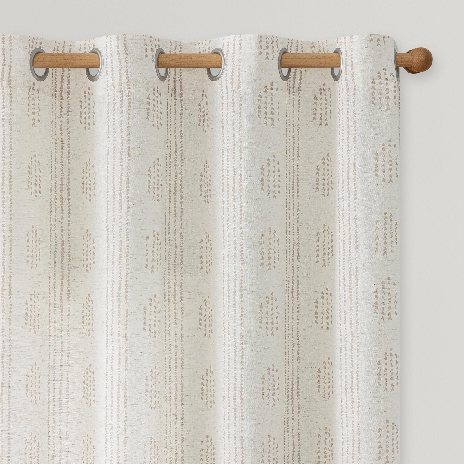 ugoutry Boho Linen Curtains Bedroom Living Room Taupe Farmhouse Geometric Stripe