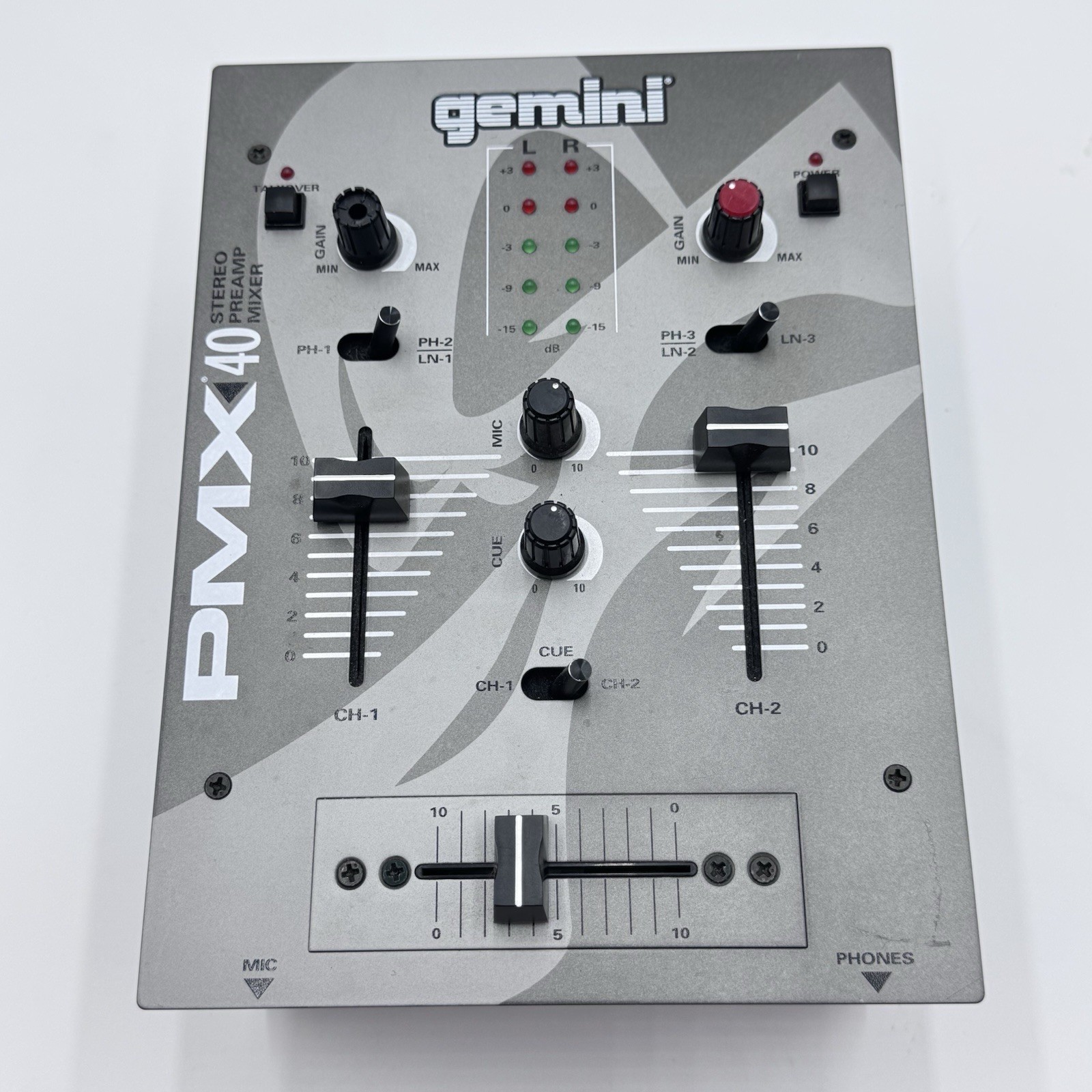 Gemini PMX-40 DJ CD Deck PMX-40 Mixer (No Cords) No Ac Adapter Light Usage EUC