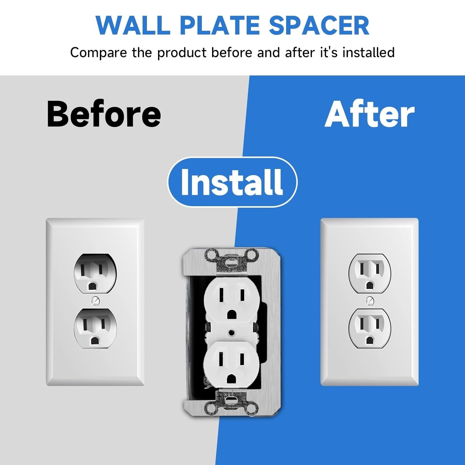 10 Pcs Wall Plate Spacer,Spacers for Electrical Outlets, Metal Flush Fit Devi...