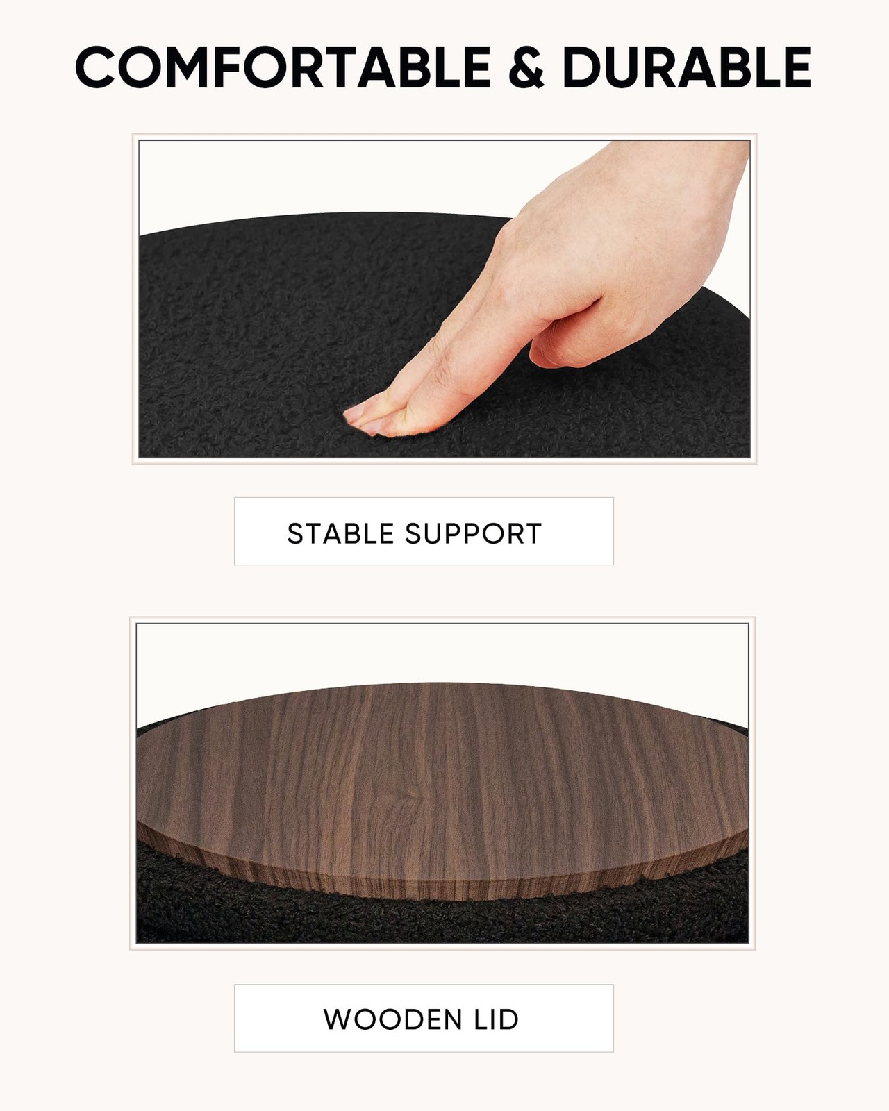 ZOLANOful Round Ottoman with Storage, Boucle Foot Rest Stool with Reversible ...