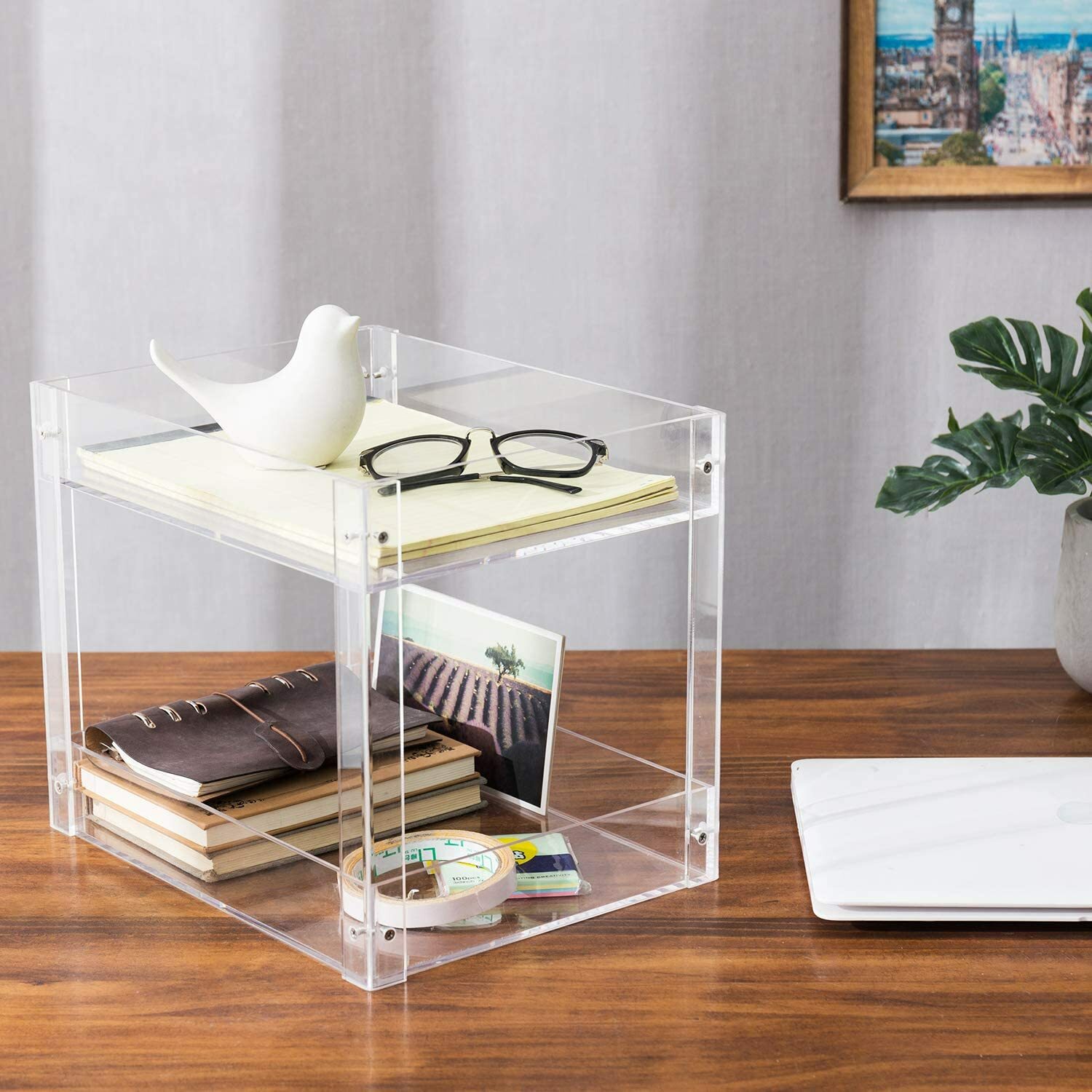 2-Tier Modern Style Clear Acrylic Home / Office Desktop Document Organizer Tray