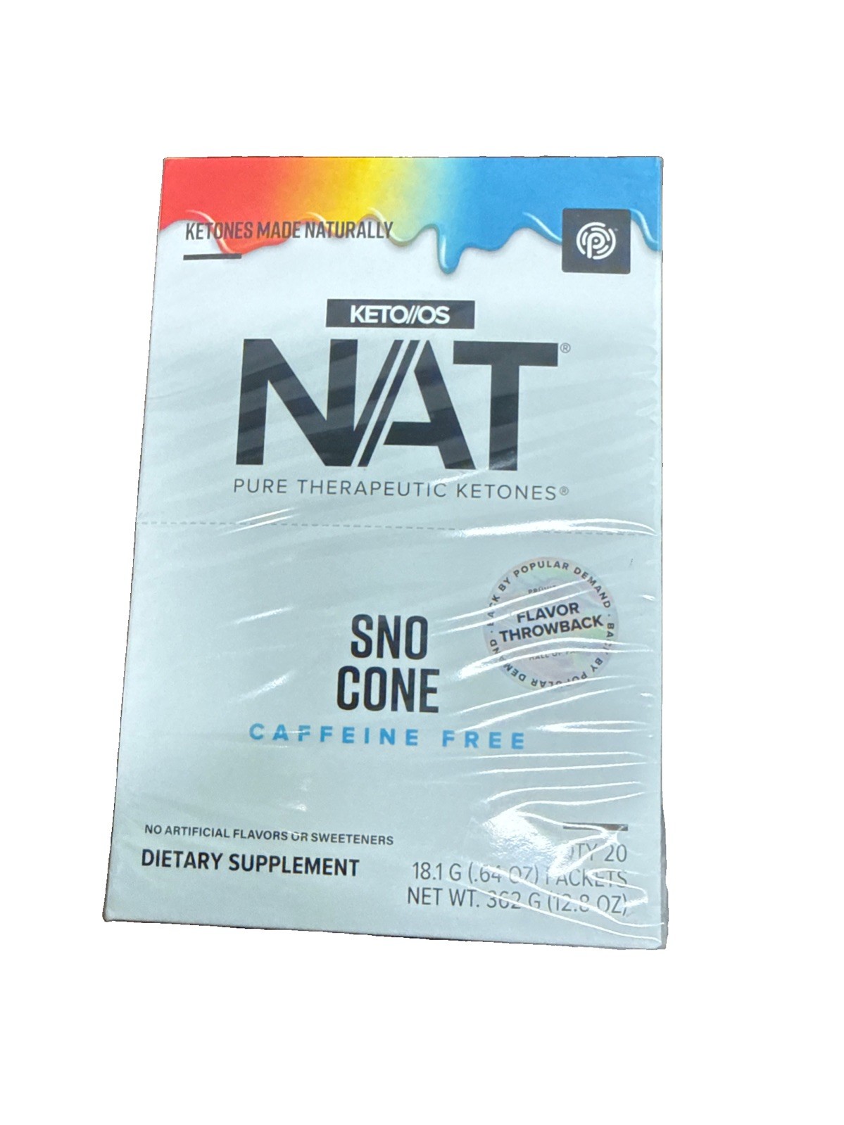PRUVIT Keto OS NAT Ketones SNO CONE CAFFEINE FREE 20 PK FREE SHIPPING EXP:06/27